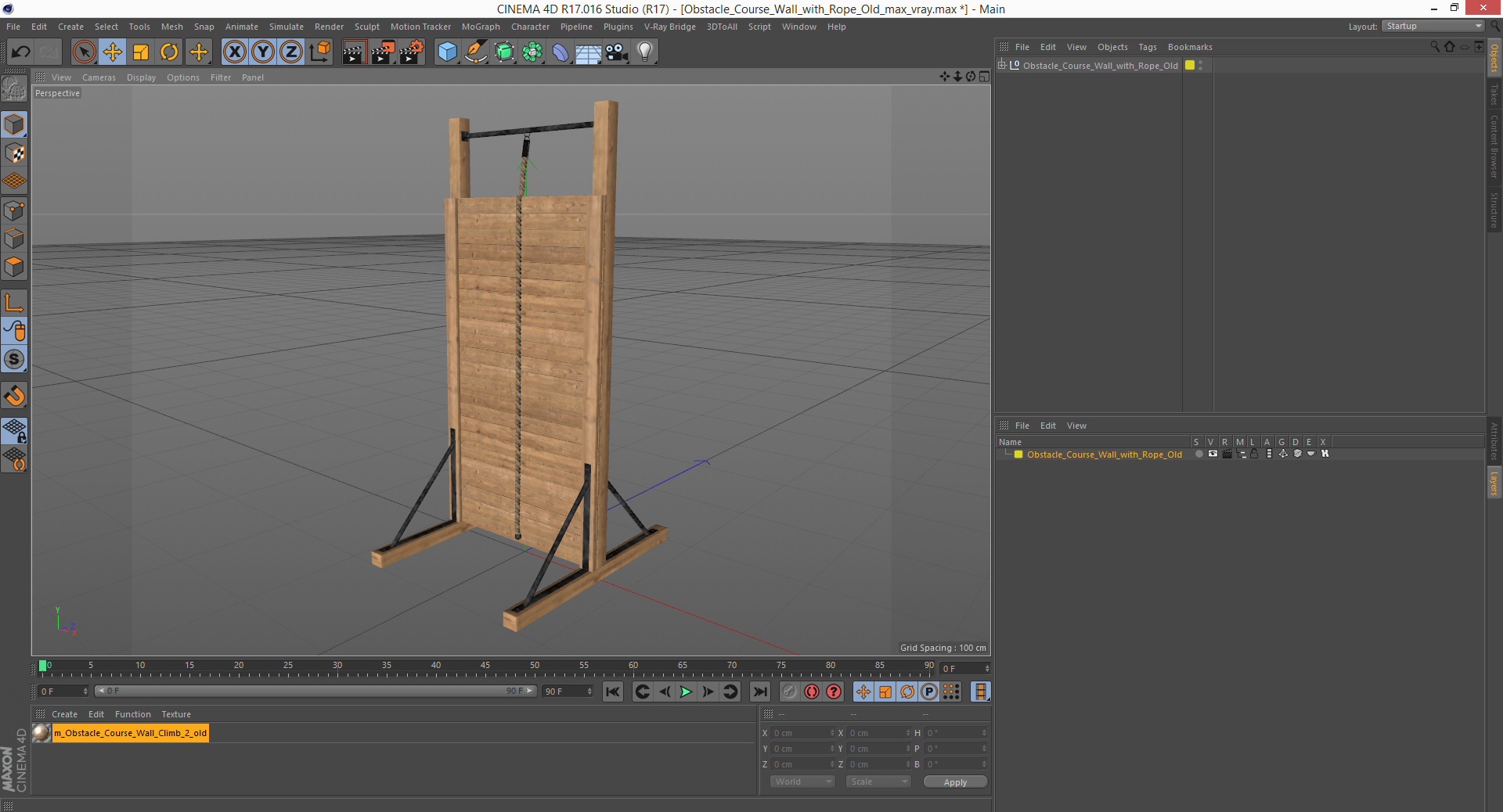 Obstacle Course Wall with Rope Old 3D model