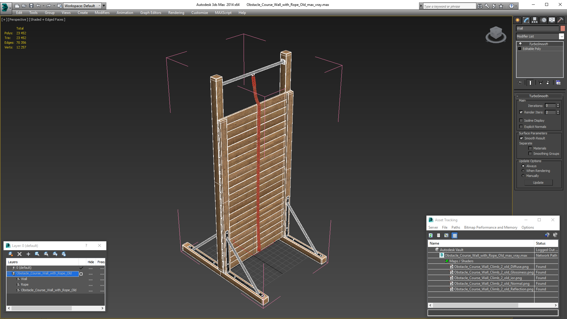 Obstacle Course Wall with Rope Old 3D model