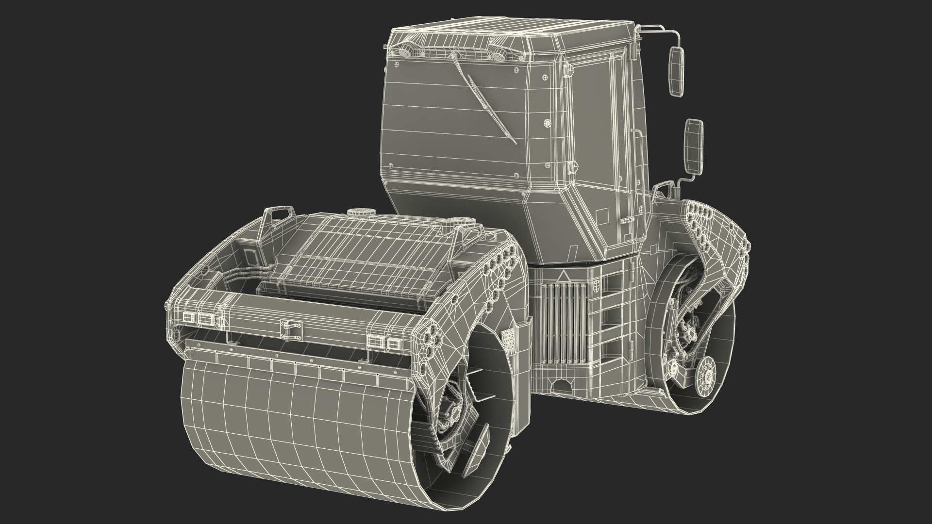 3D Articulated Tandem Road Roller Dusty
