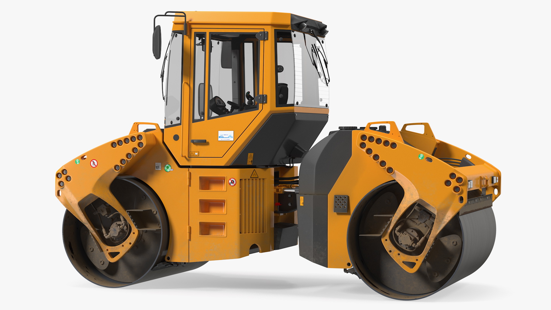 3D Articulated Tandem Road Roller Dusty