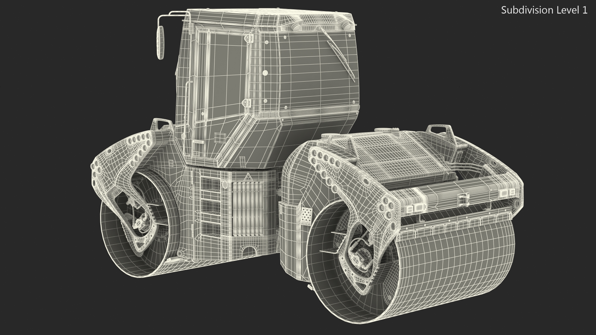 3D Articulated Tandem Road Roller Dusty