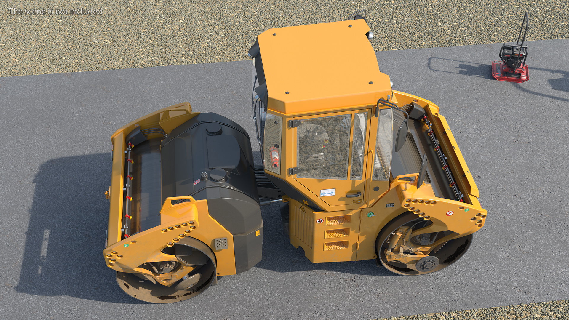 3D Articulated Tandem Road Roller Dusty