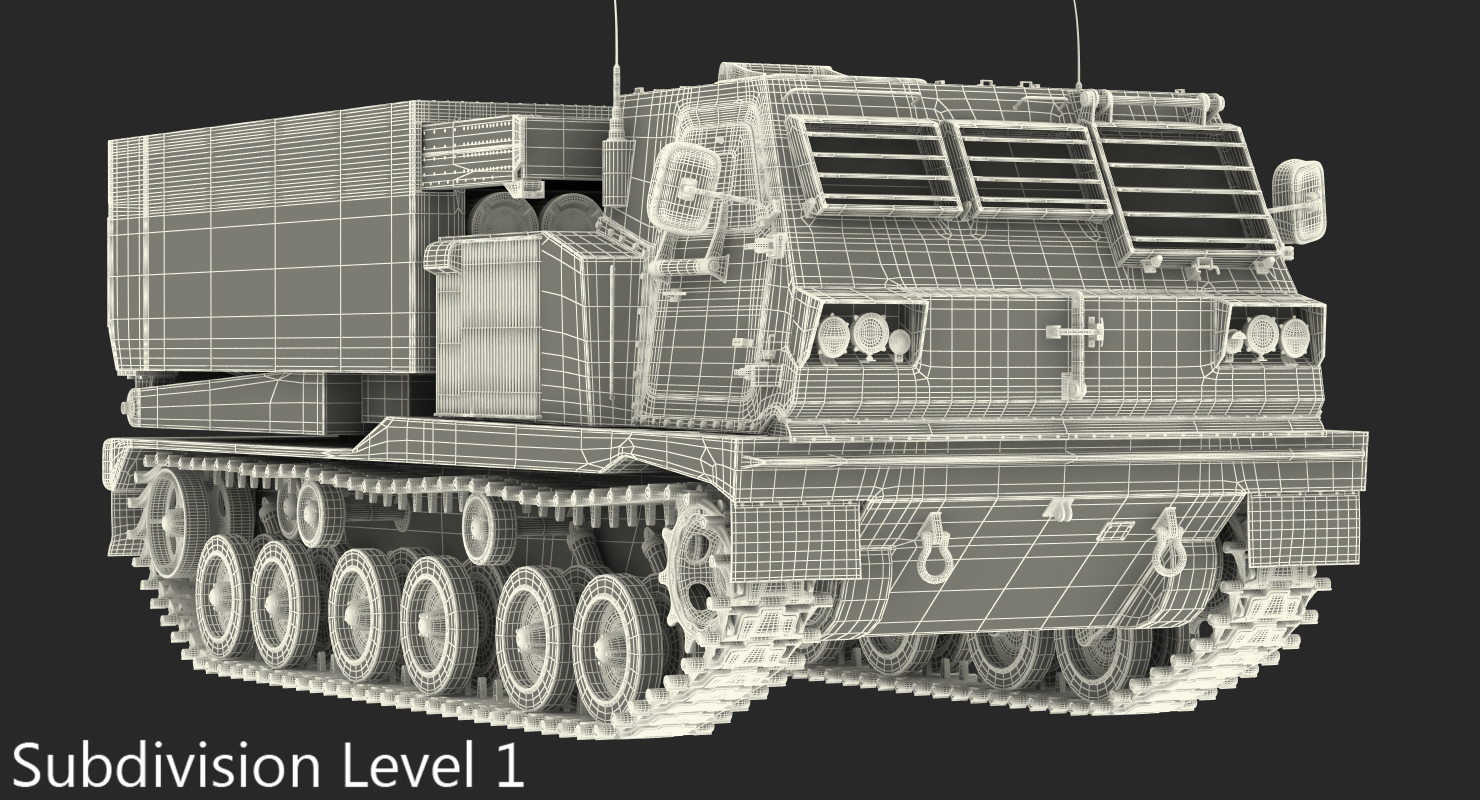 3D M270 MLRS Desert Rigged model