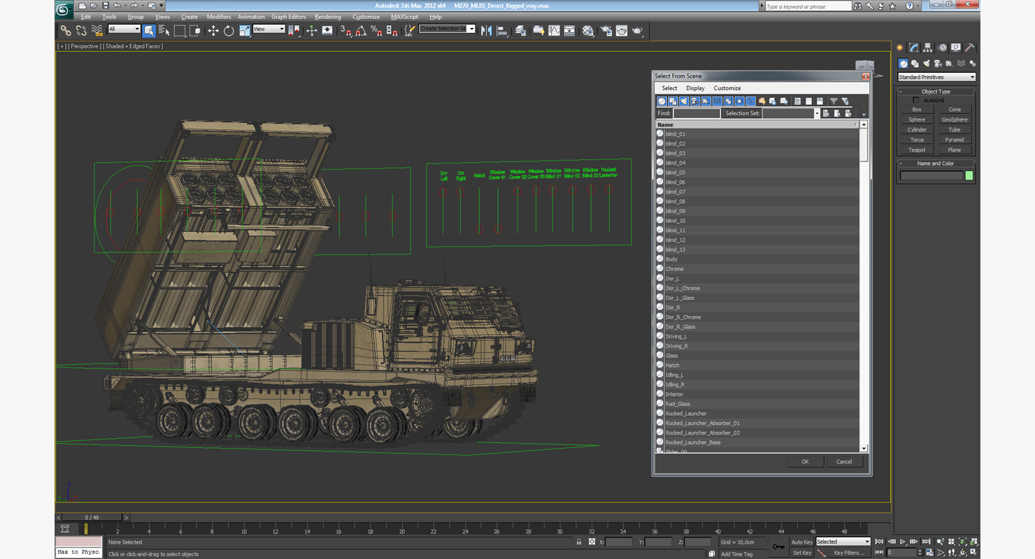 3D M270 MLRS Desert Rigged model