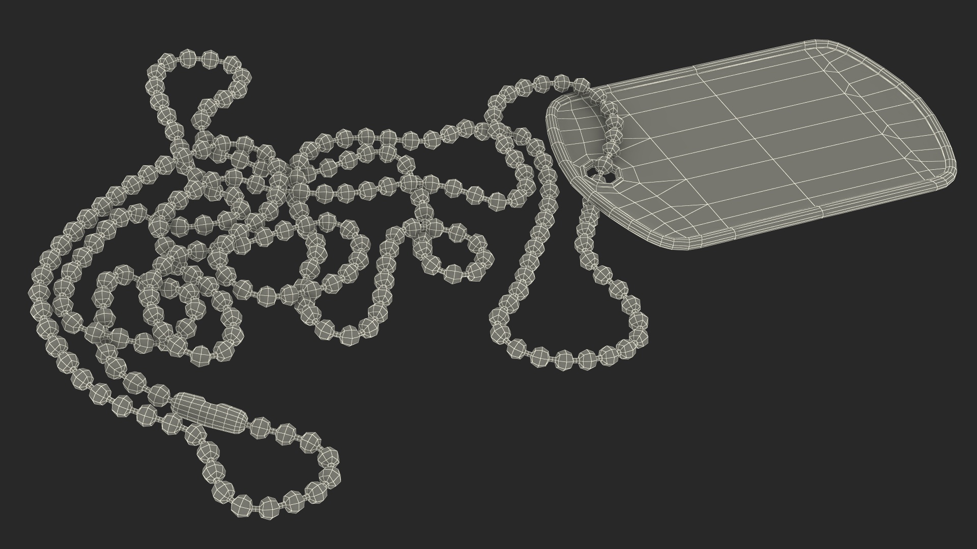3D Military Dog Tag with Chain Blank model