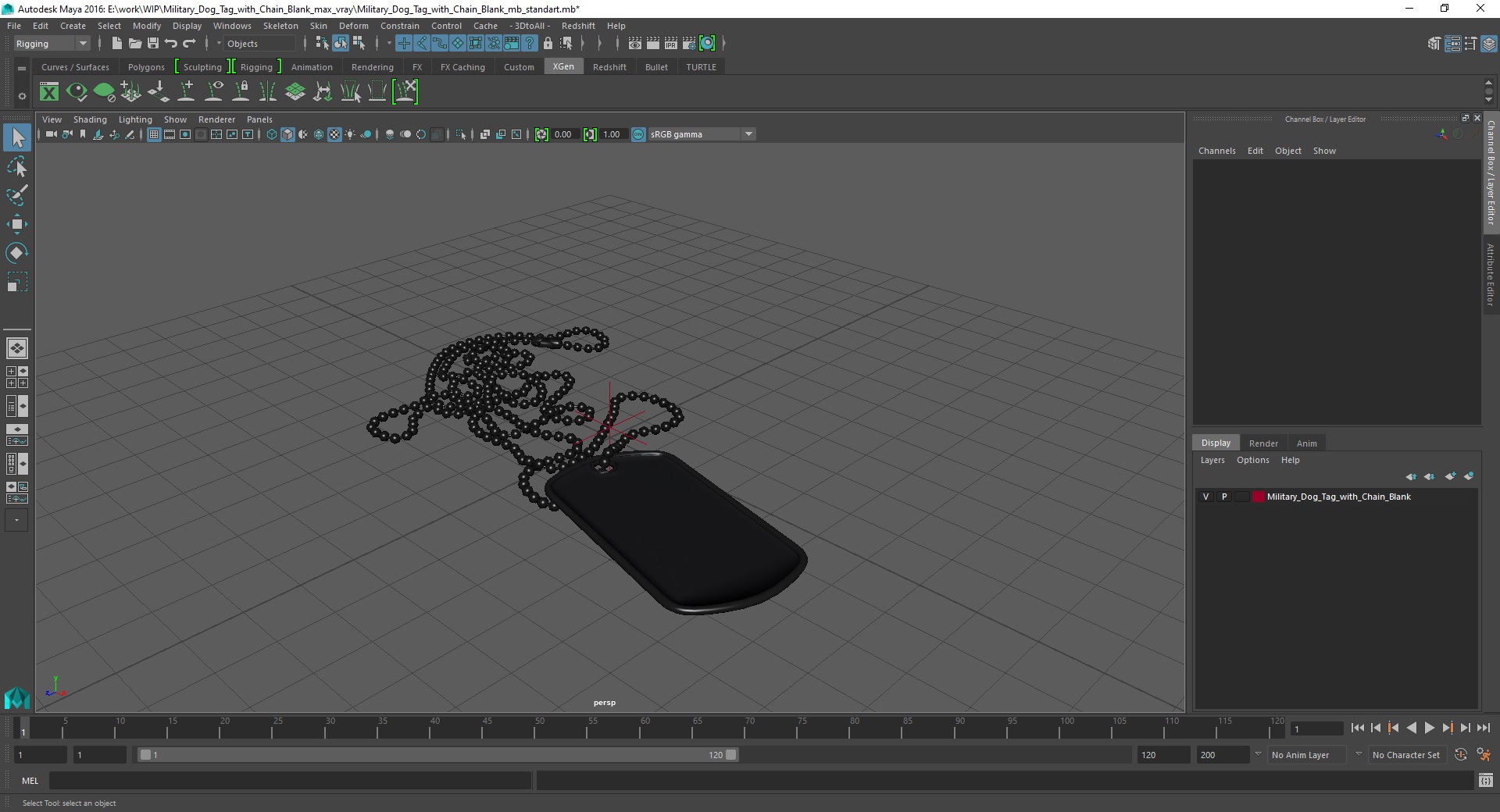 3D Military Dog Tag with Chain Blank model