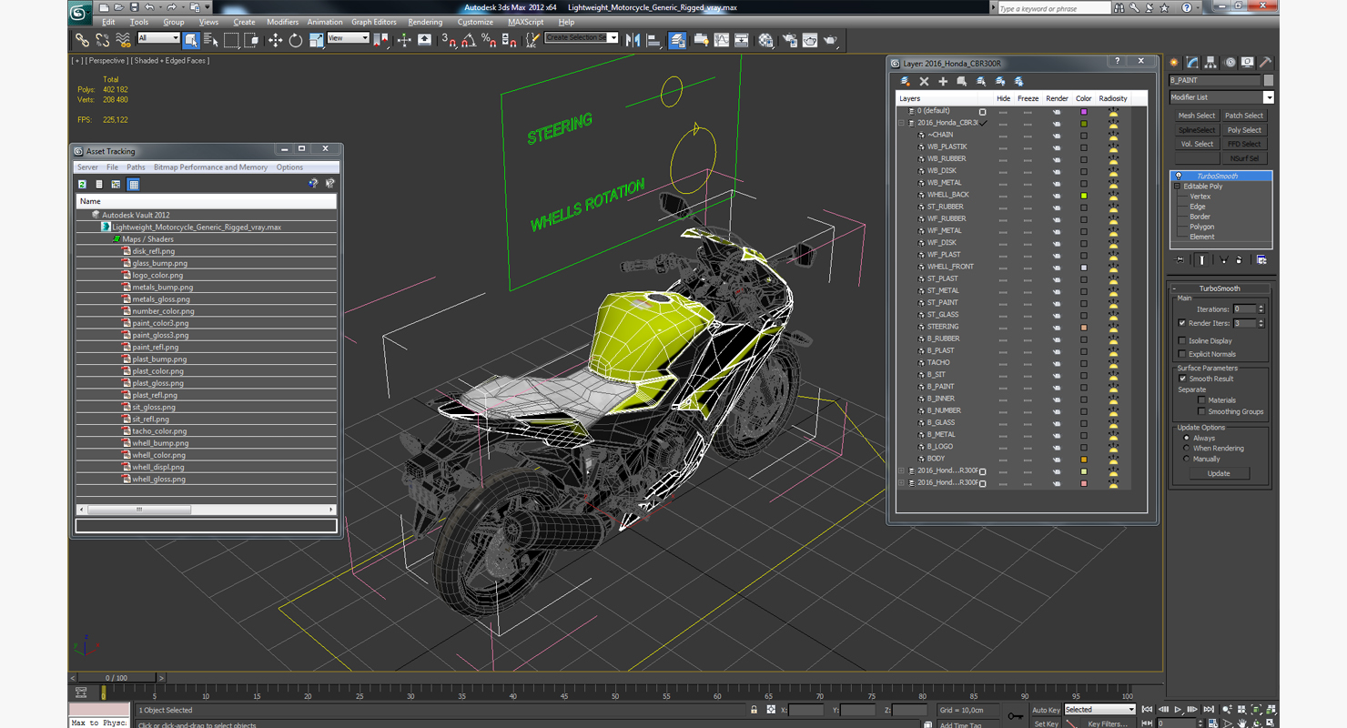 Lightweight Motorcycle Generic Rigged 3D