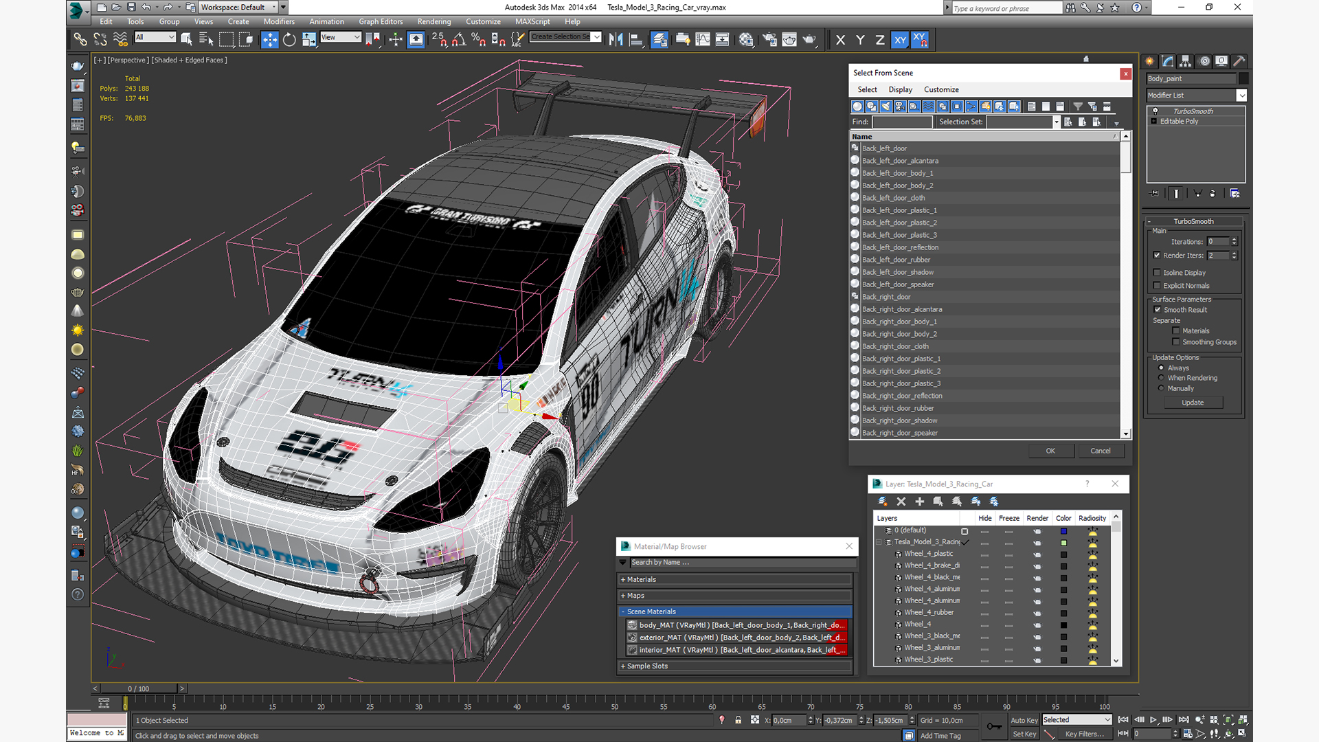 Tesla Model 3 Racing Car 3D model