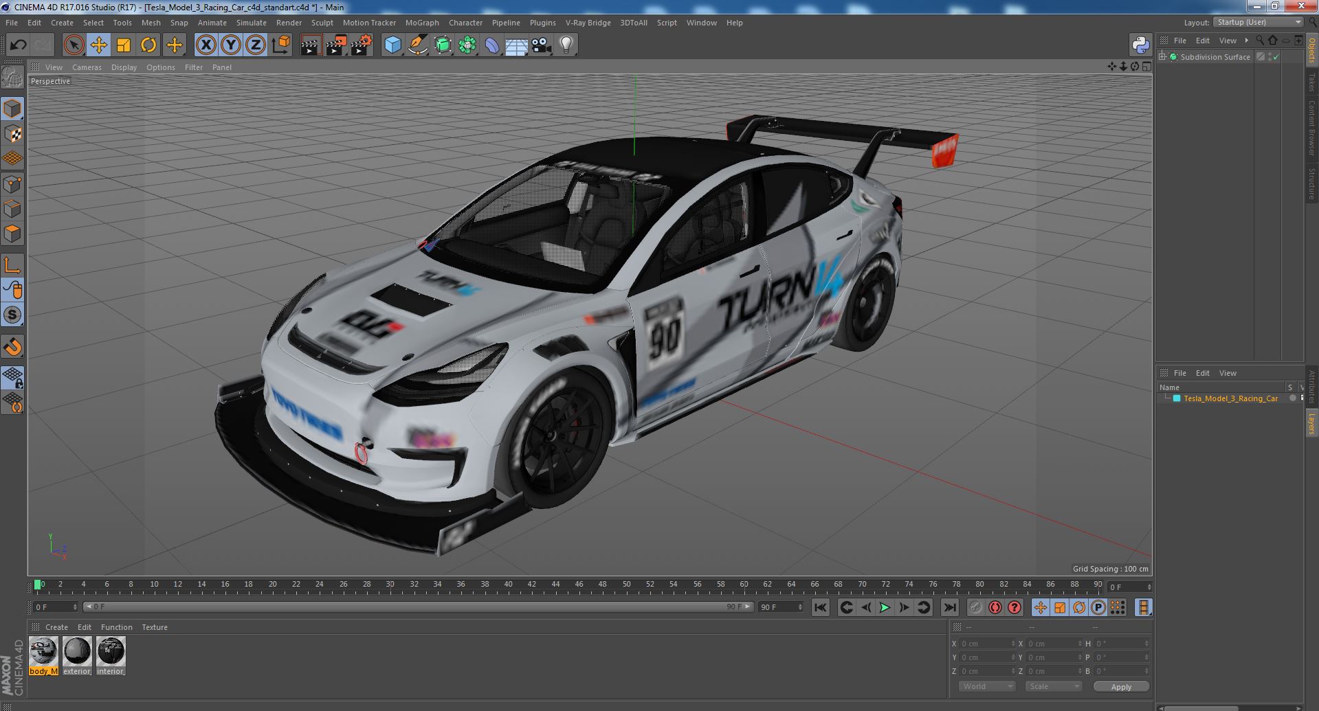 Tesla Model 3 Racing Car 3D model