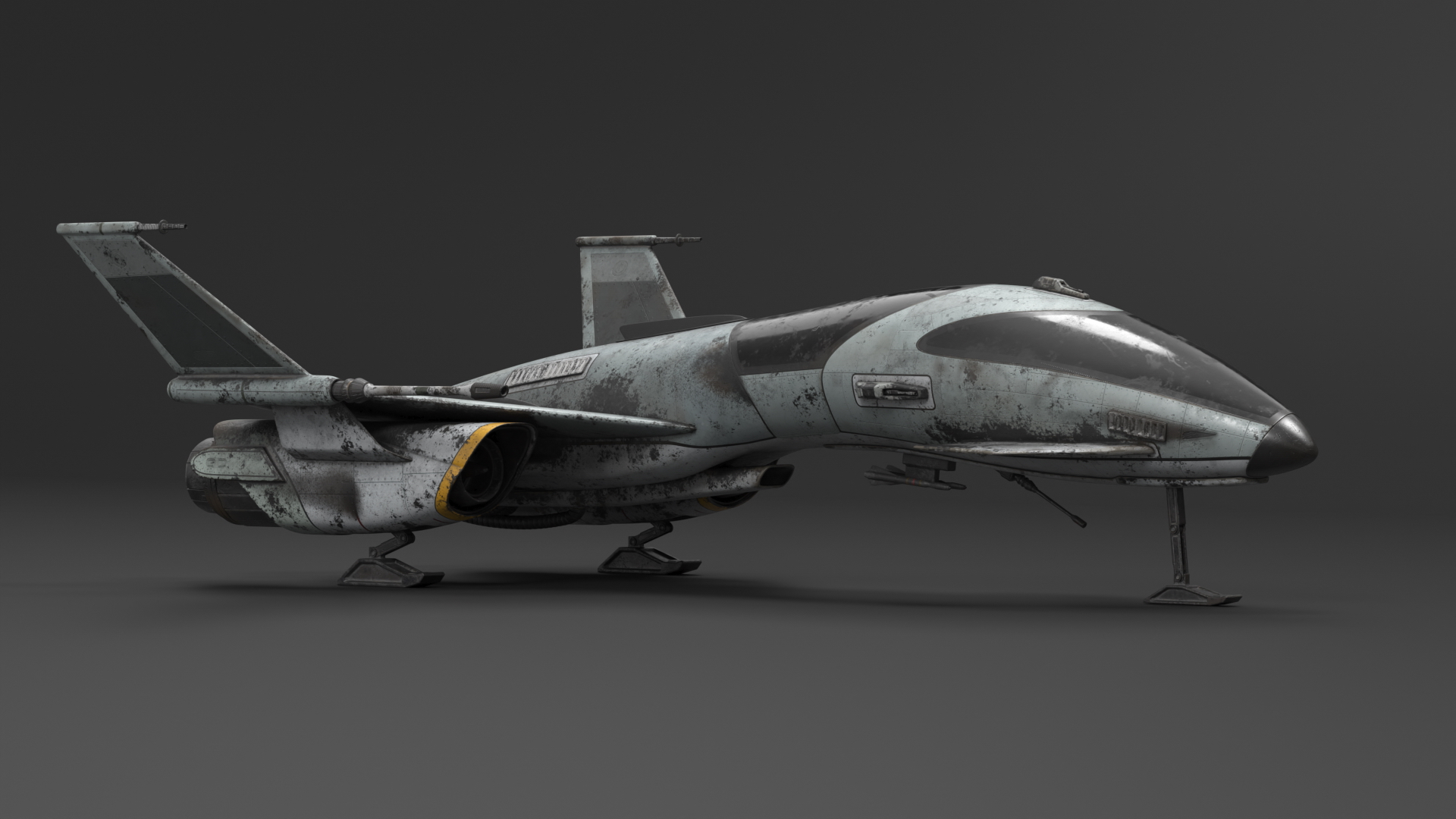 3D Dirty Futuristic Fighter Spaceship Rigged