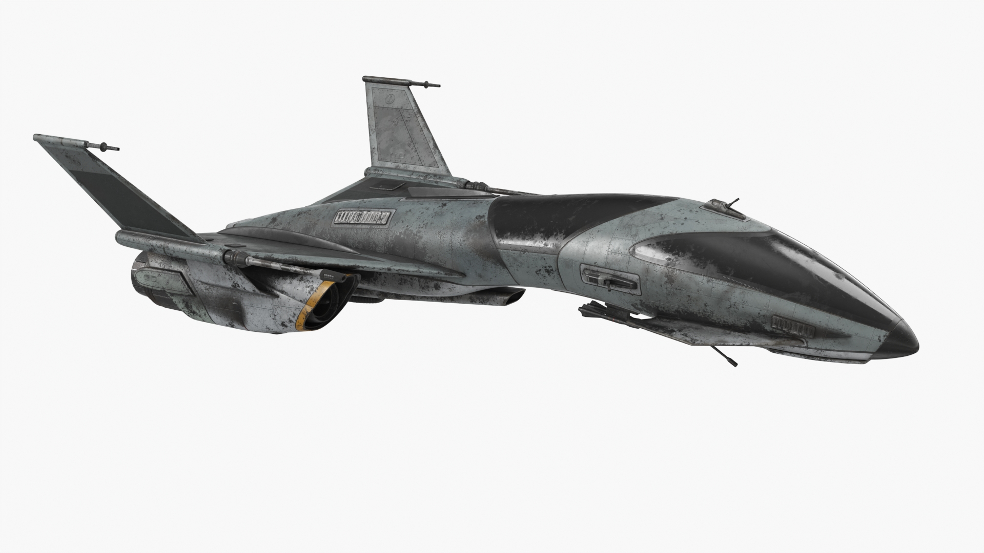 3D Dirty Futuristic Fighter Spaceship Rigged