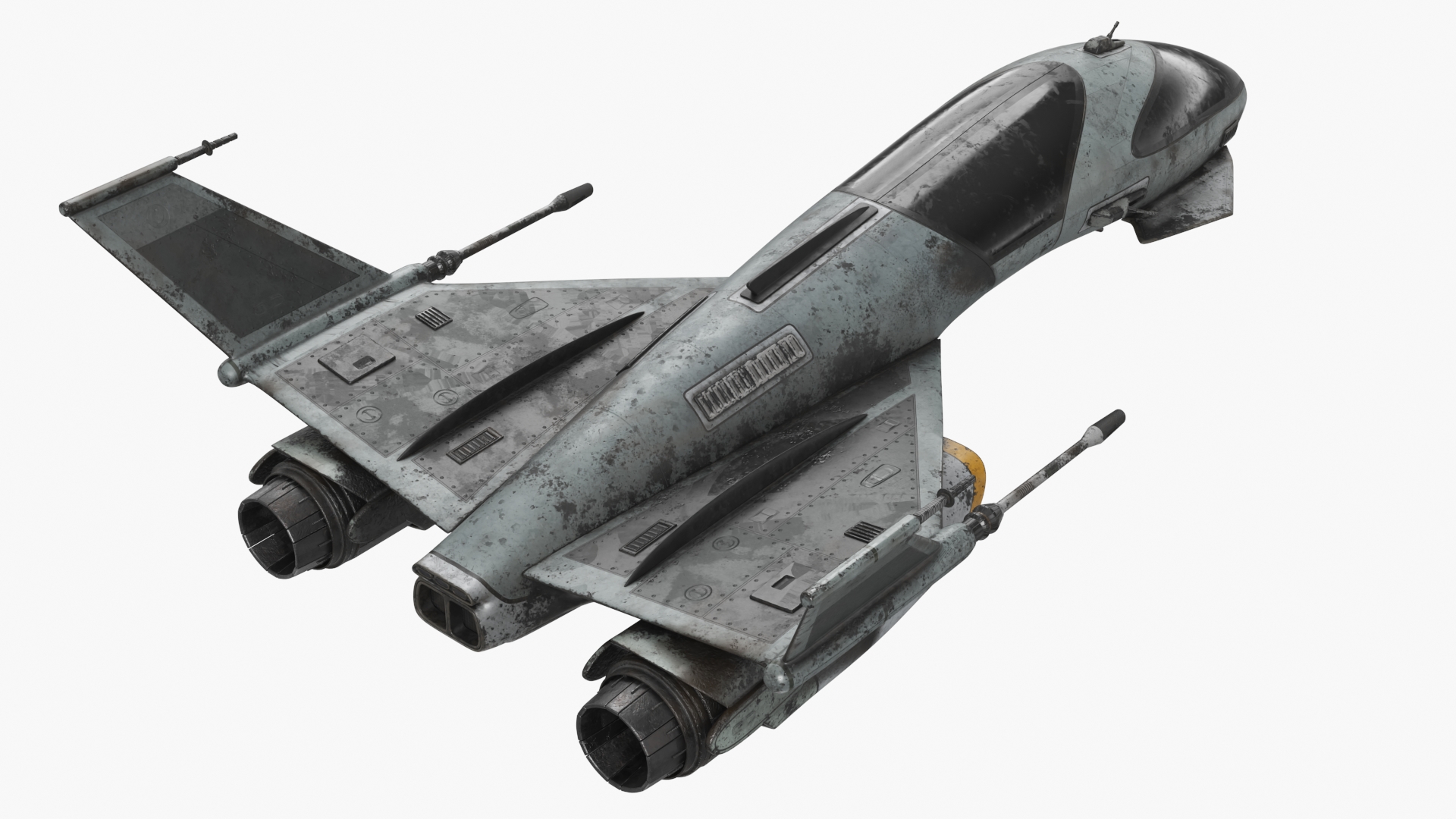 3D Dirty Futuristic Fighter Spaceship Rigged