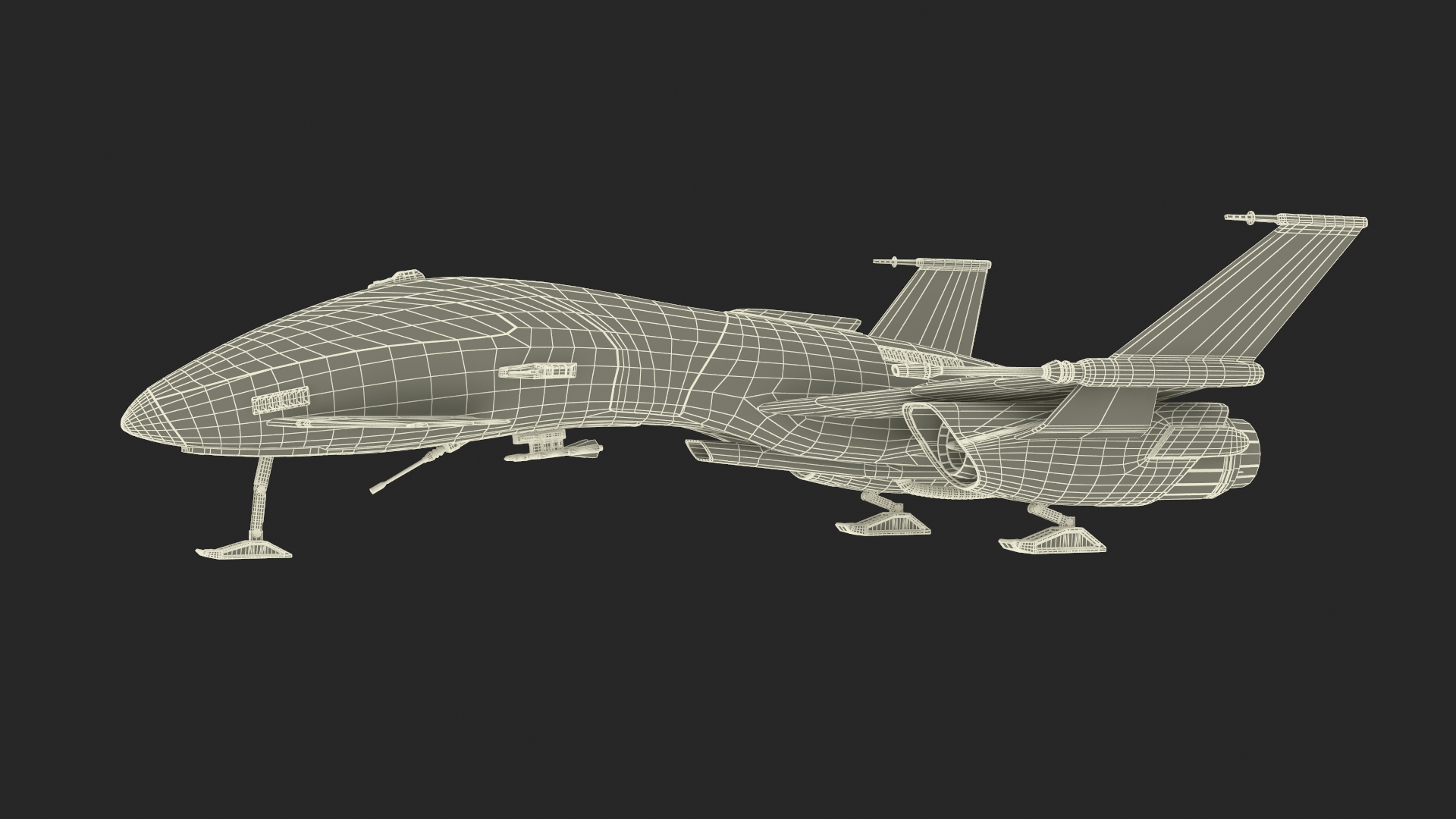 3D Dirty Futuristic Fighter Spaceship Rigged