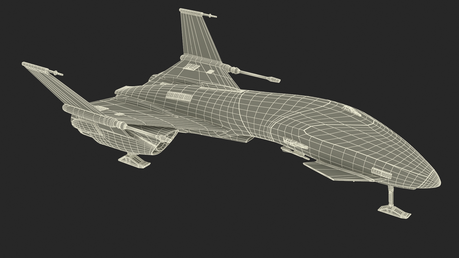 3D Dirty Futuristic Fighter Spaceship Rigged