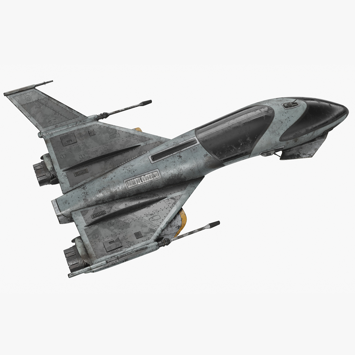 3D Dirty Futuristic Fighter Spaceship Rigged