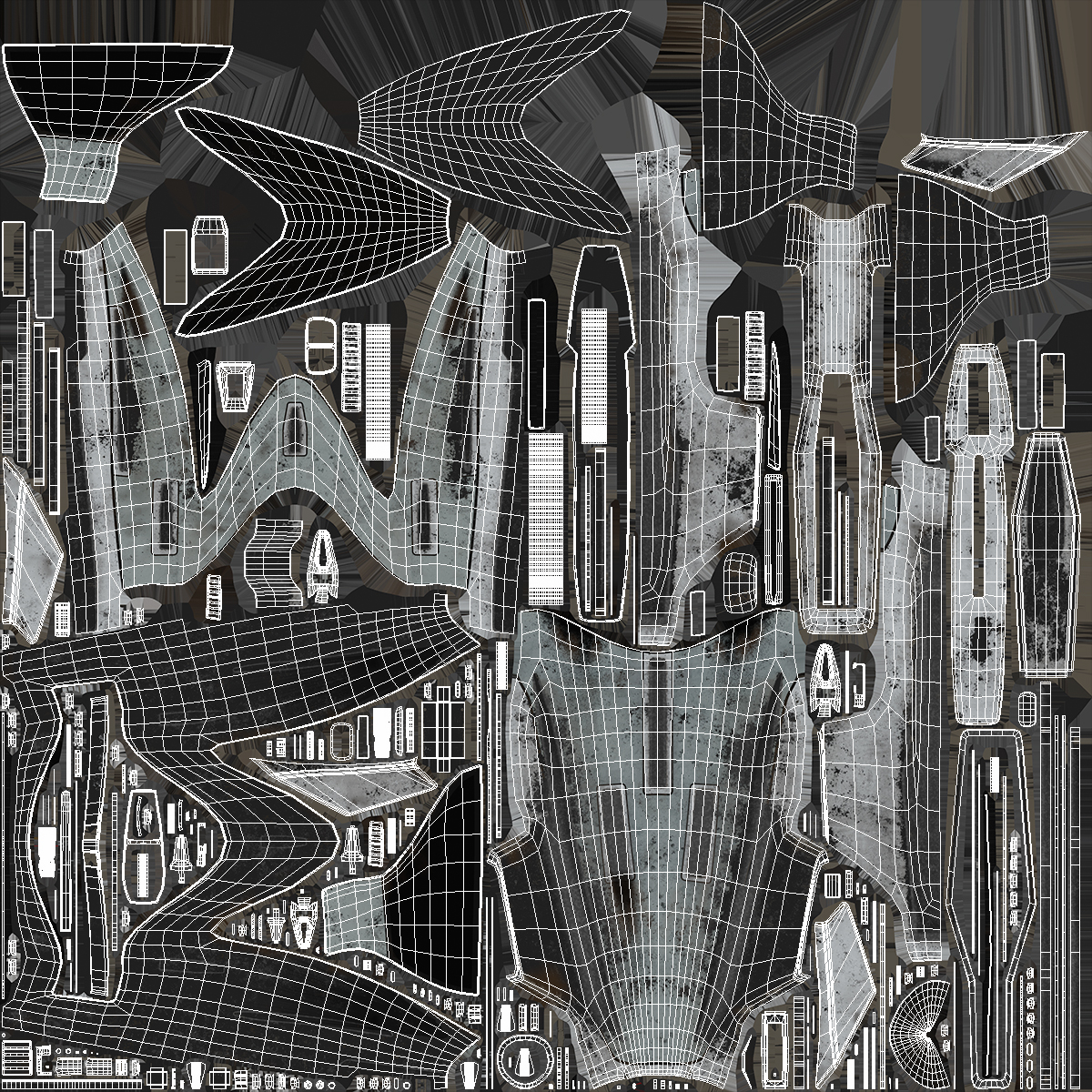 3D Dirty Futuristic Fighter Spaceship Rigged