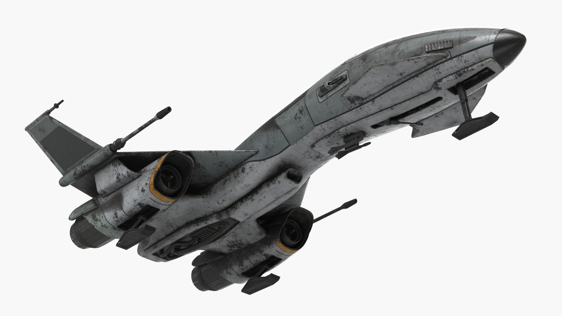 3D Dirty Futuristic Fighter Spaceship Rigged