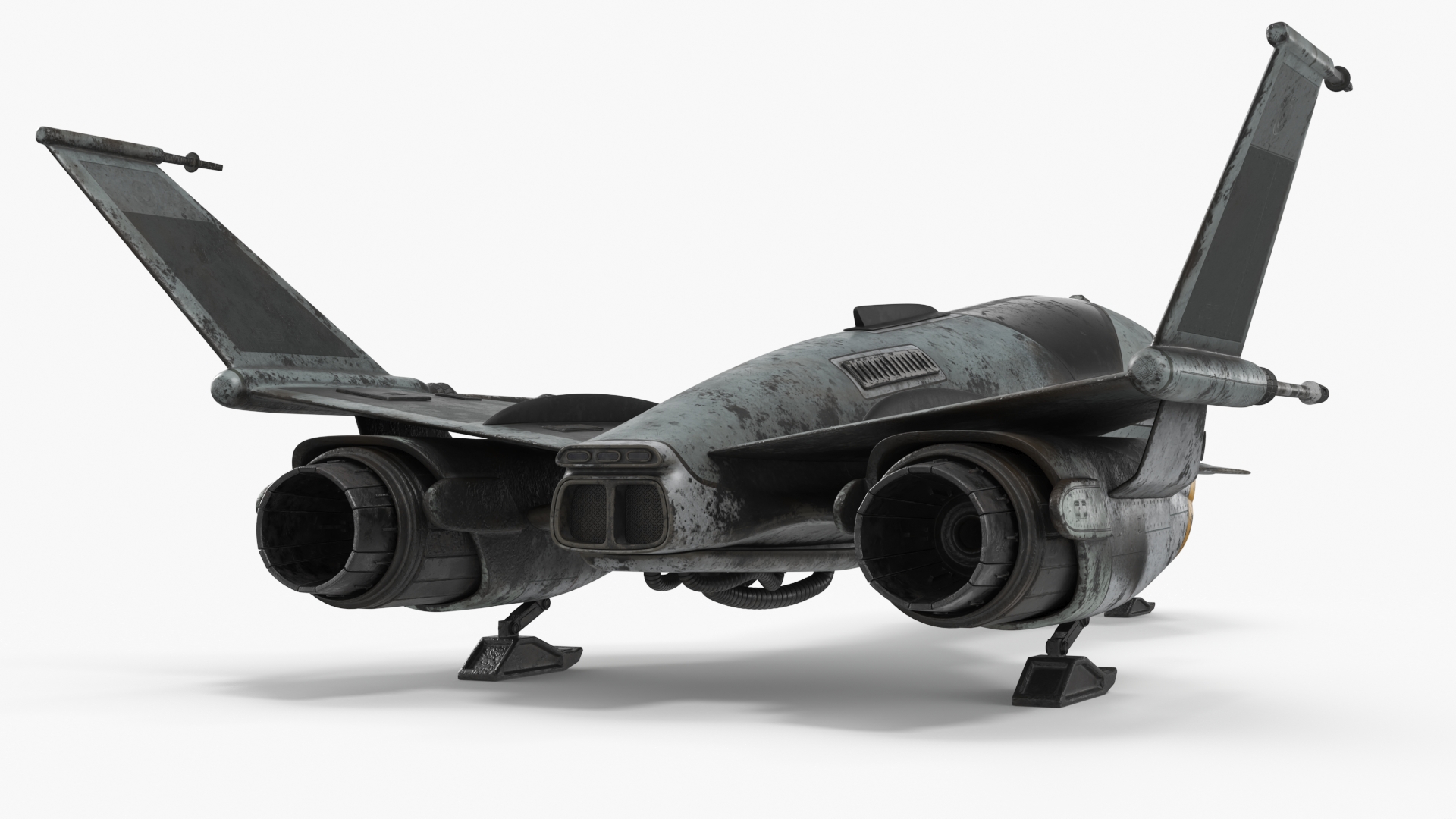 3D Dirty Futuristic Fighter Spaceship Rigged