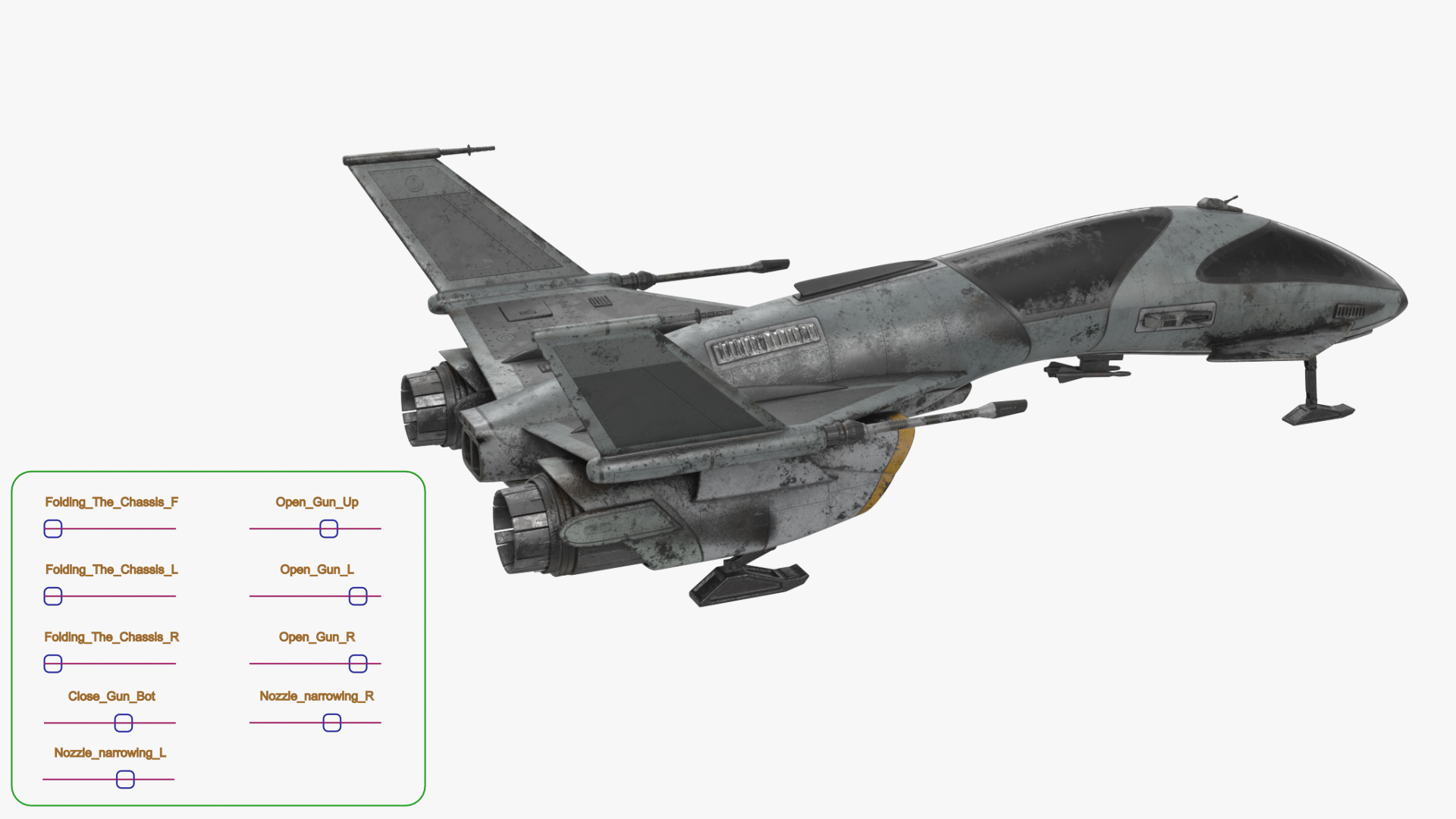 3D Dirty Futuristic Fighter Spaceship Rigged
