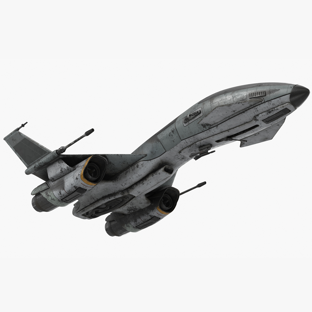 3D Dirty Futuristic Fighter Spaceship Rigged