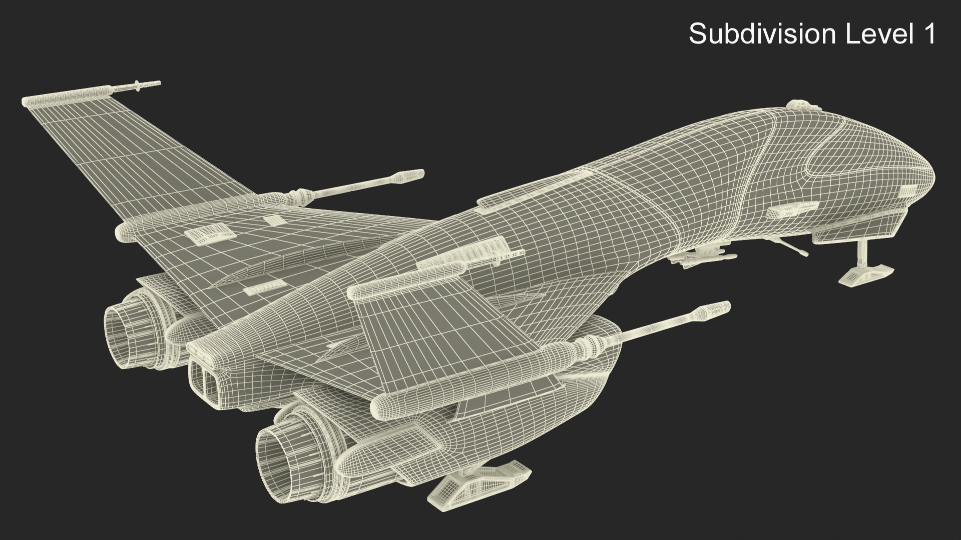 3D Dirty Futuristic Fighter Spaceship Rigged