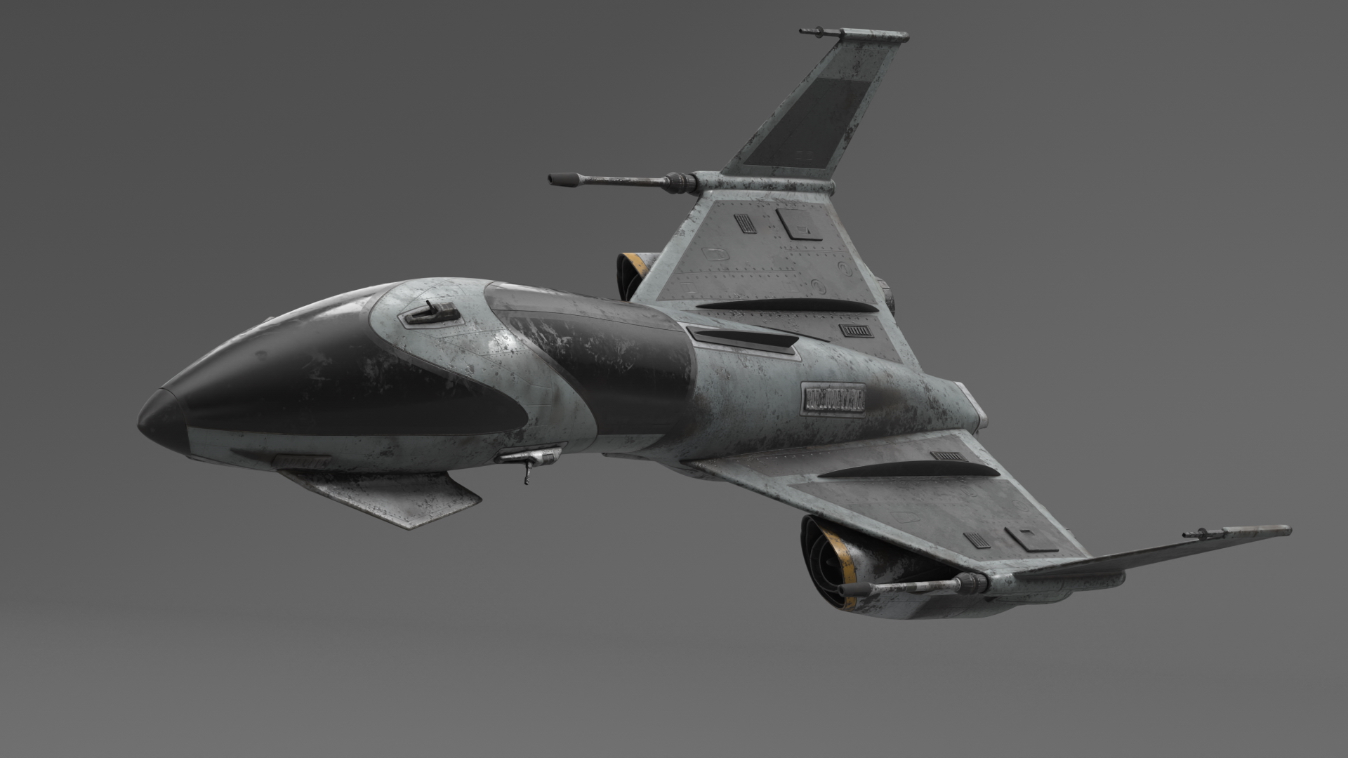 3D Dirty Futuristic Fighter Spaceship Rigged