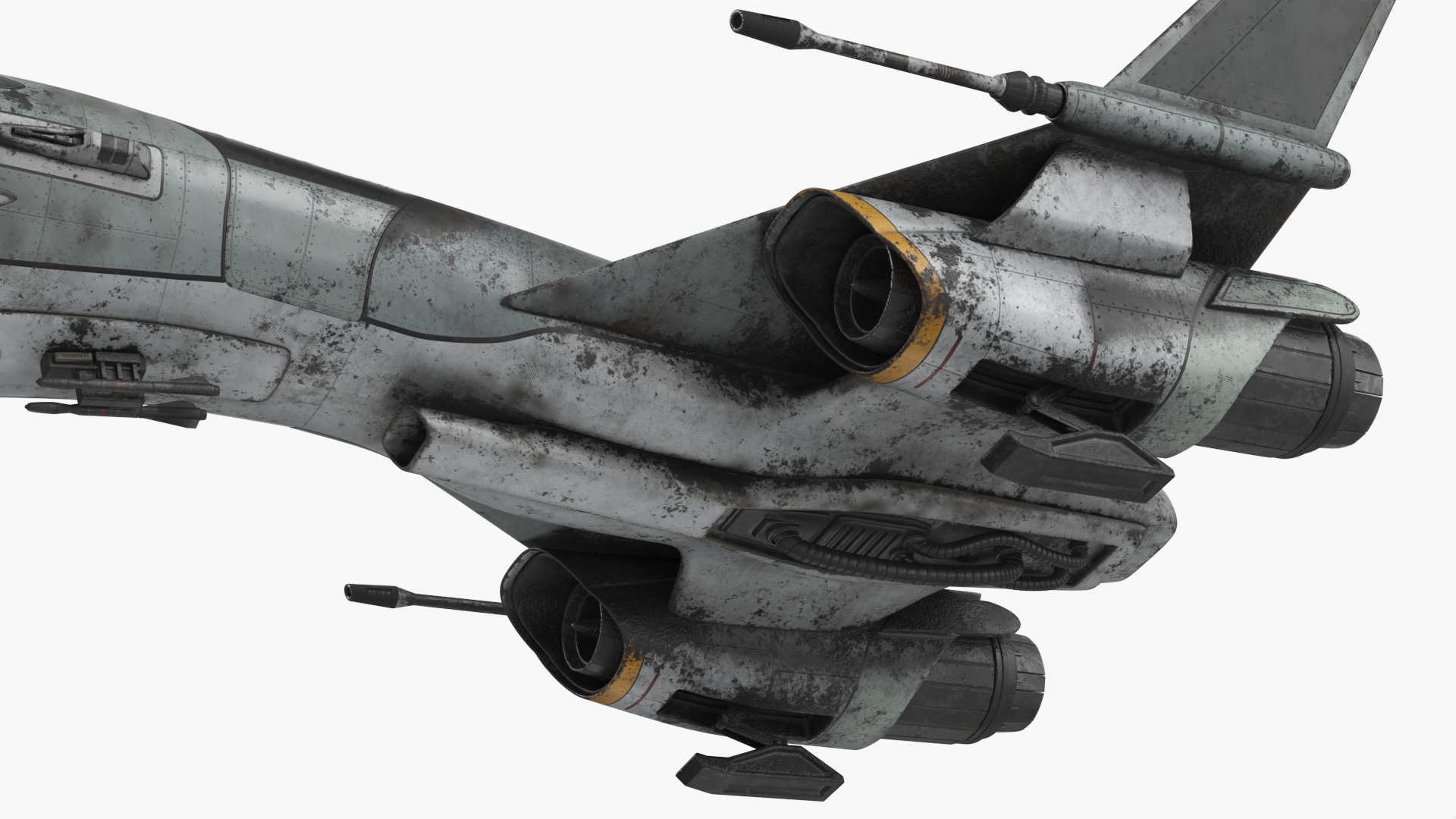 3D Dirty Futuristic Fighter Spaceship Rigged
