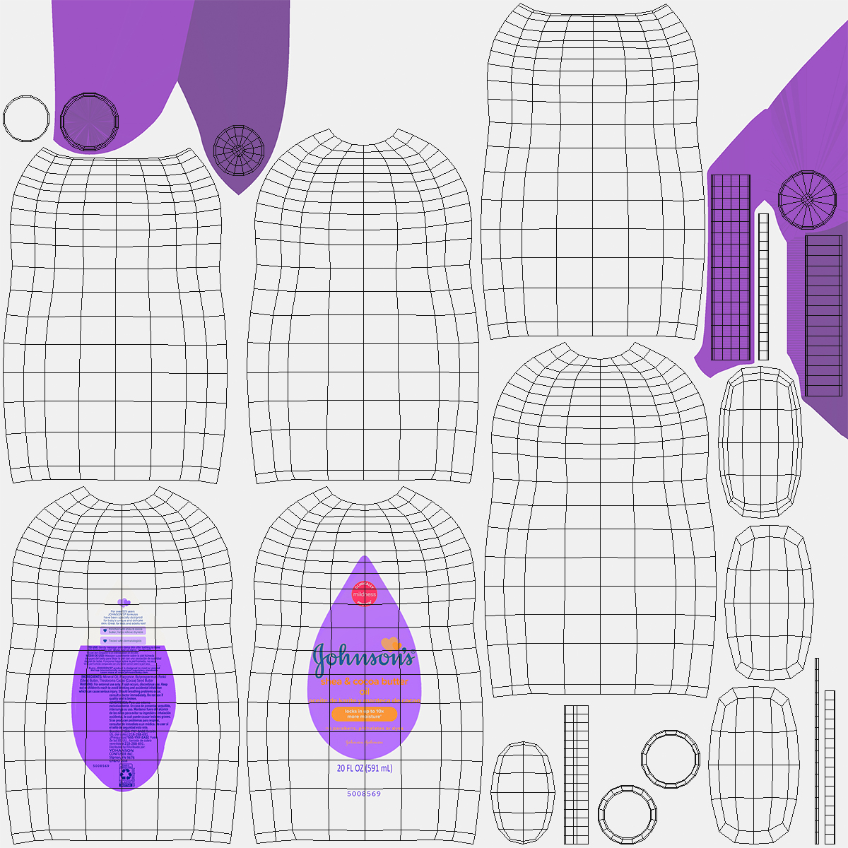 3D Johnsons Oil Bottle Purple