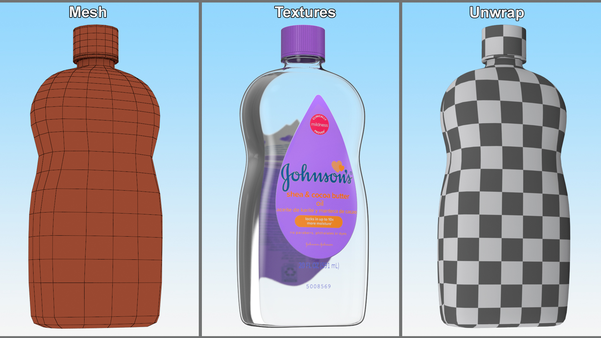 3D Johnsons Oil Bottle Purple
