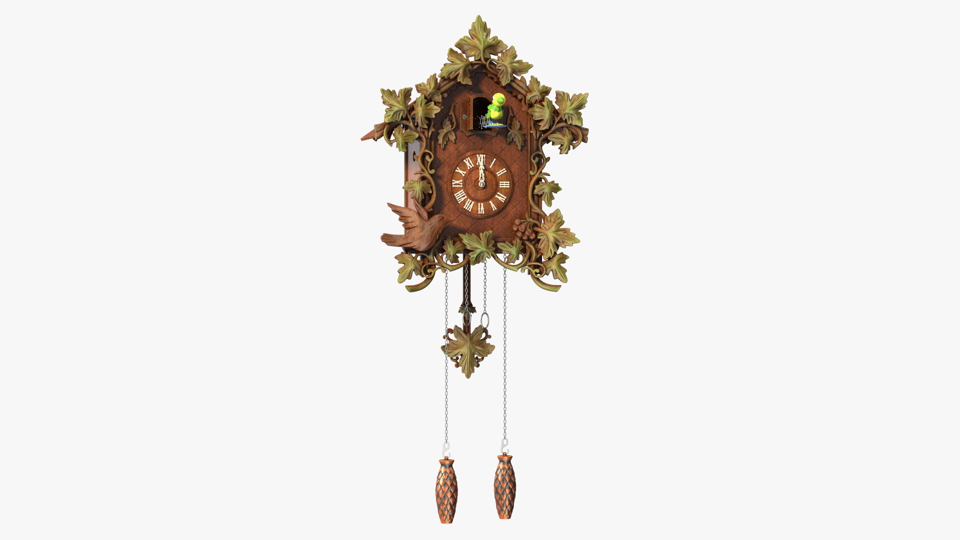 Colored Wooden Cuckoo Clock Rigged 3D model