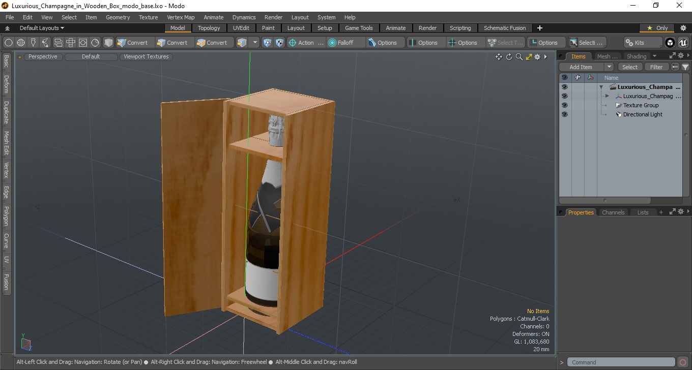 3D Luxurious Champagne in Wooden Box model