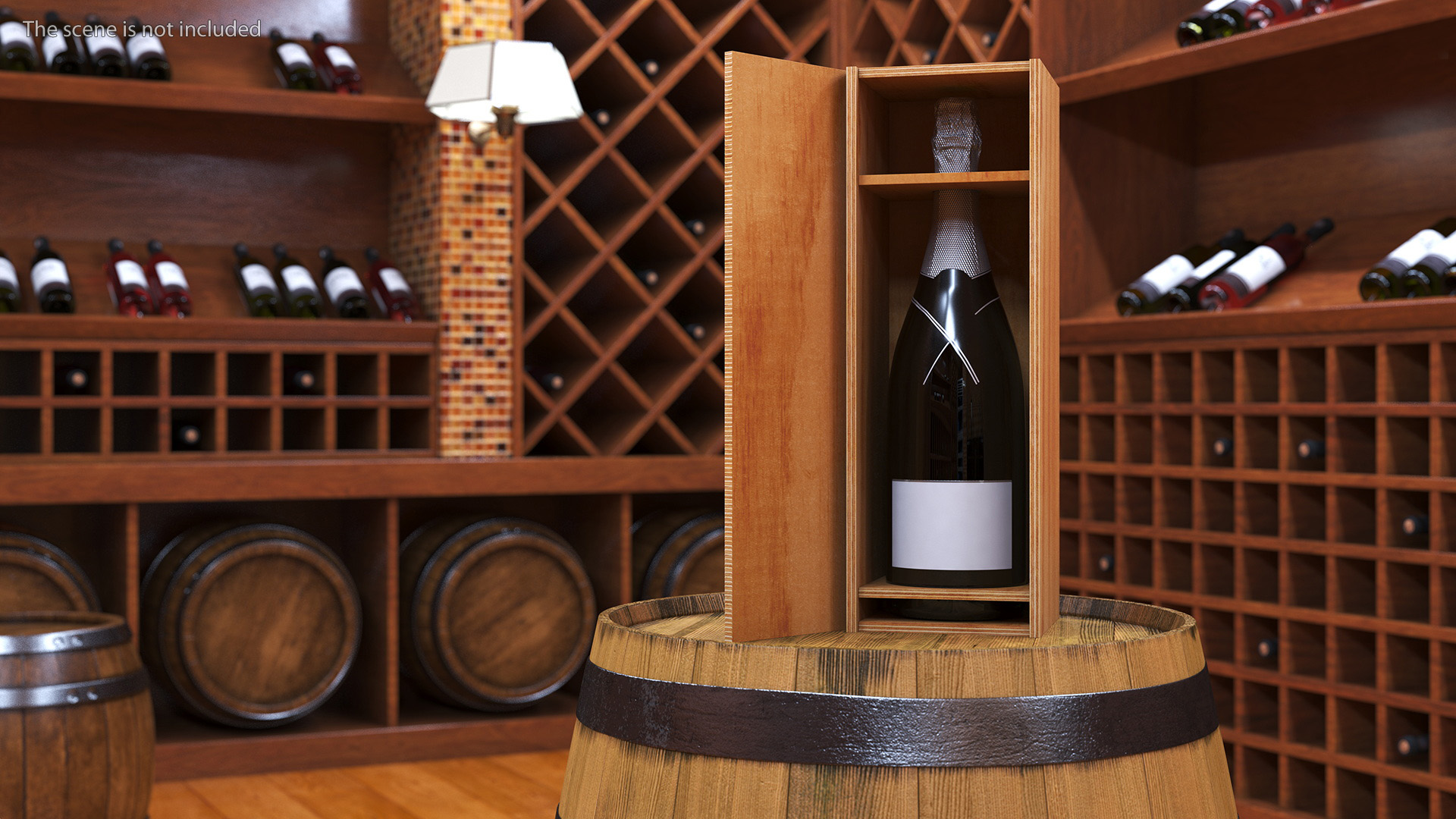 3D Luxurious Champagne in Wooden Box model