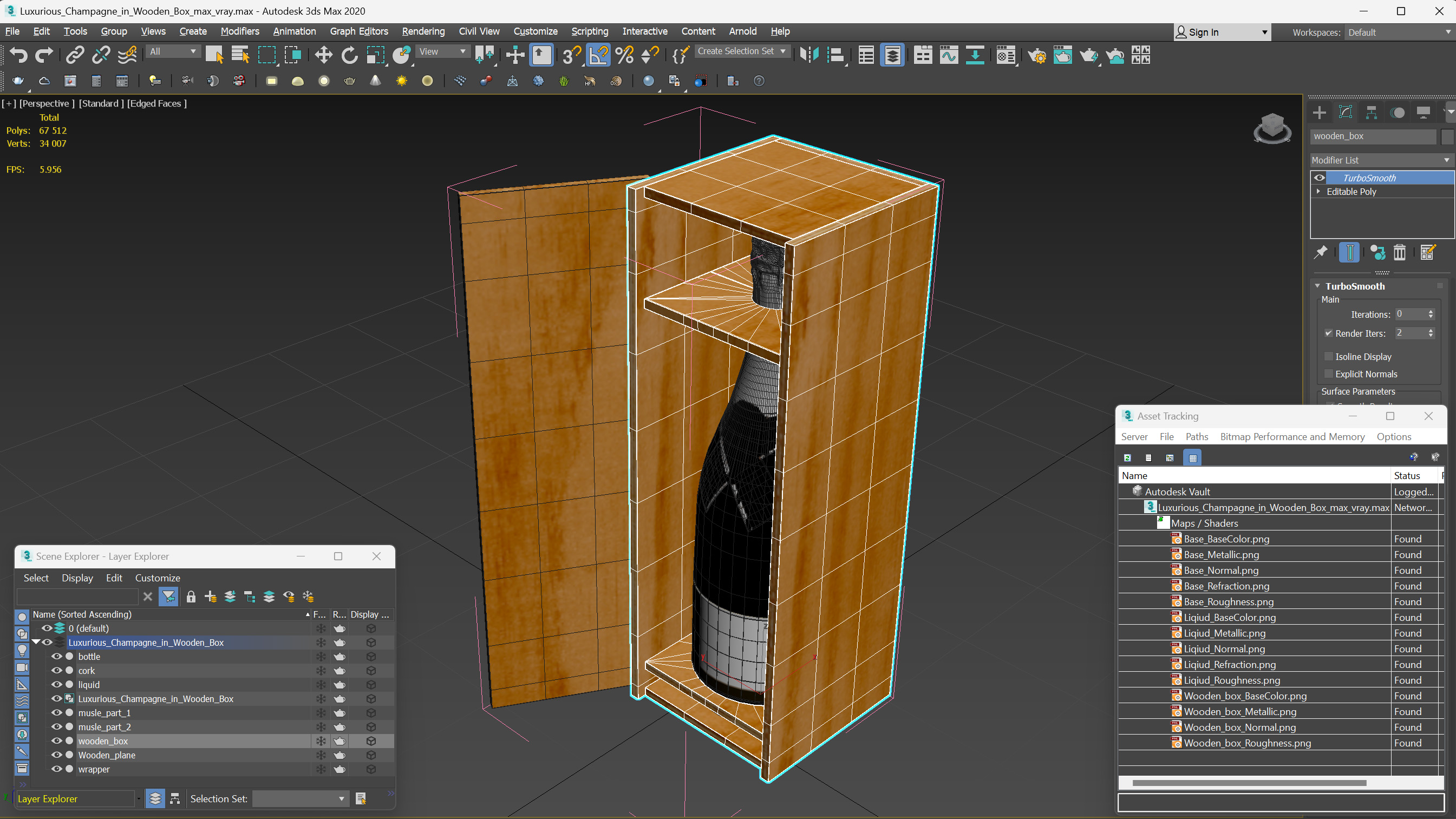 3D Luxurious Champagne in Wooden Box model