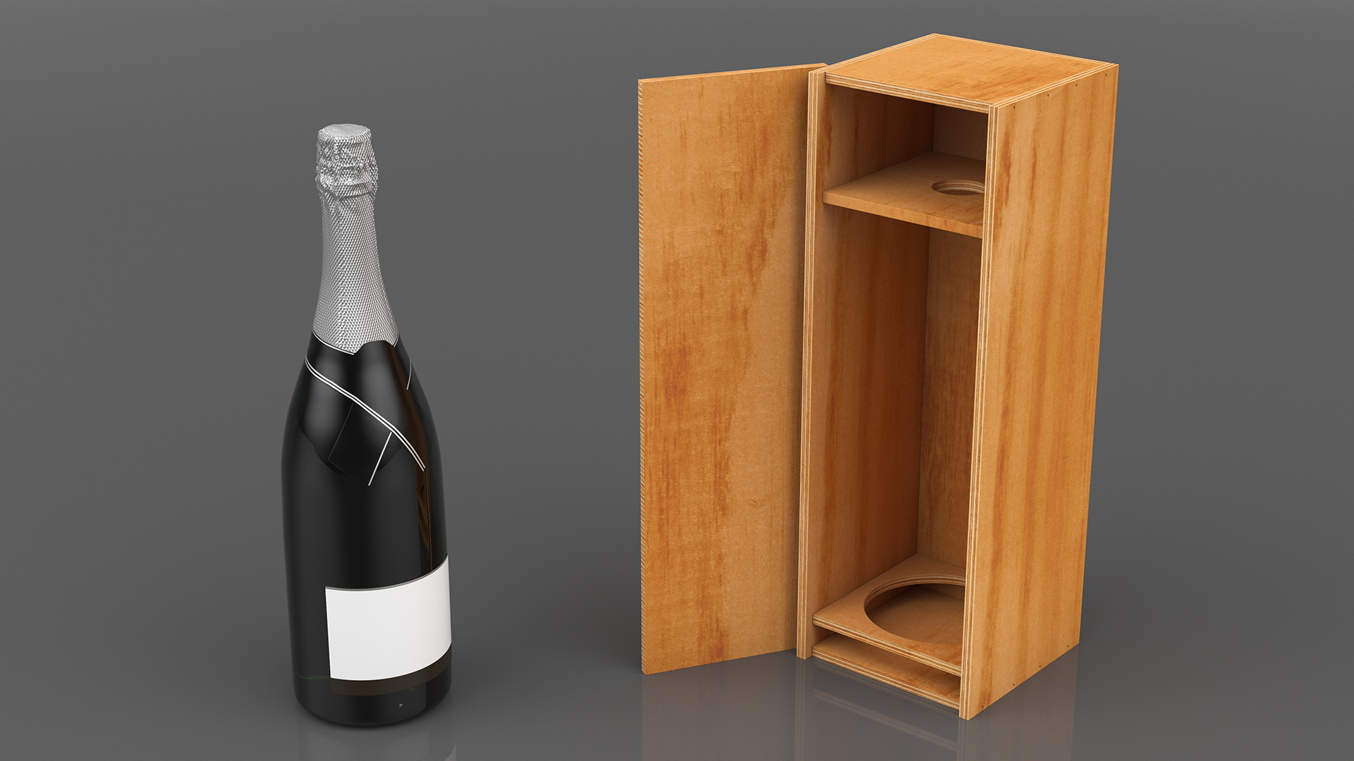 3D Luxurious Champagne in Wooden Box model