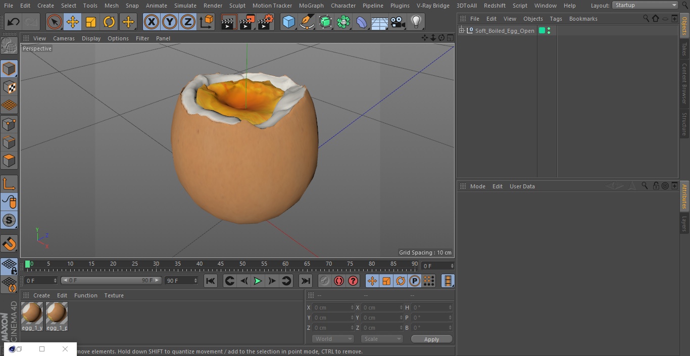 3D model Soft Boiled Egg Open