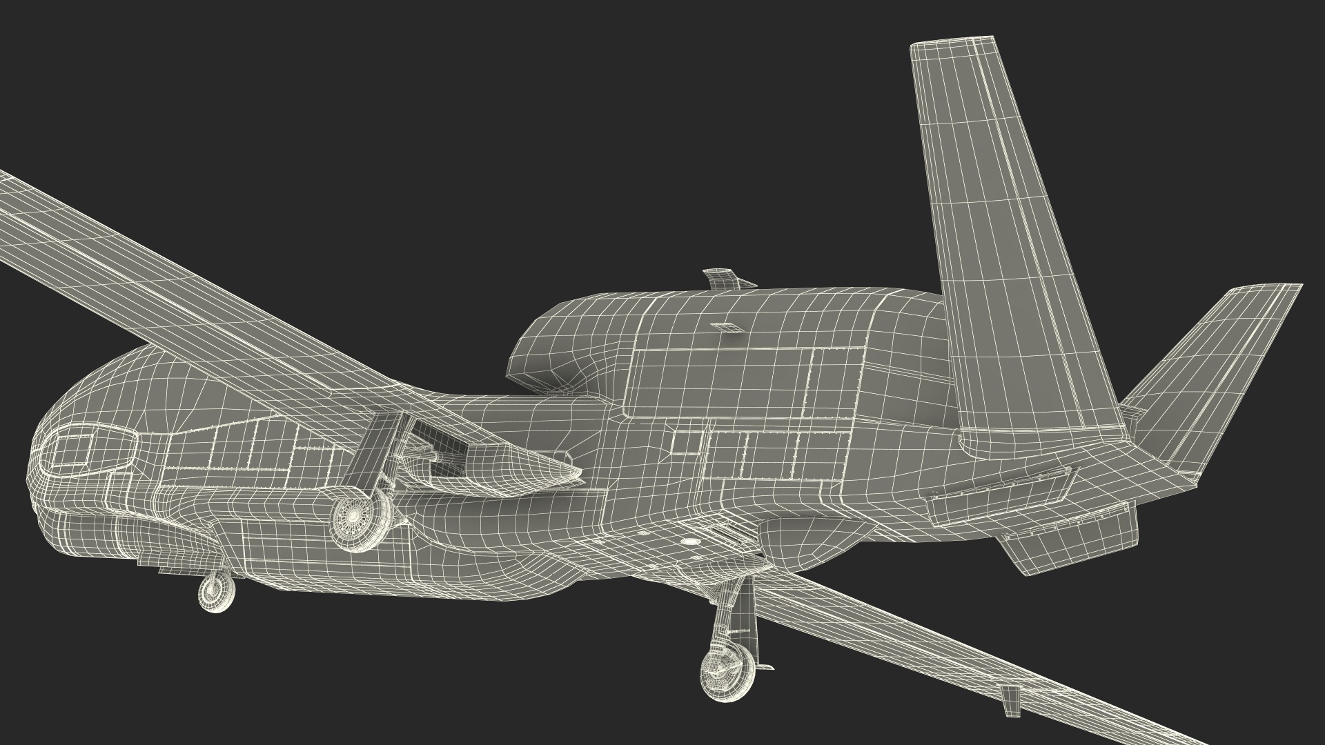 RQ-4D Phoenix Global Hawk Drone Rigged for Cinema 4D 3D