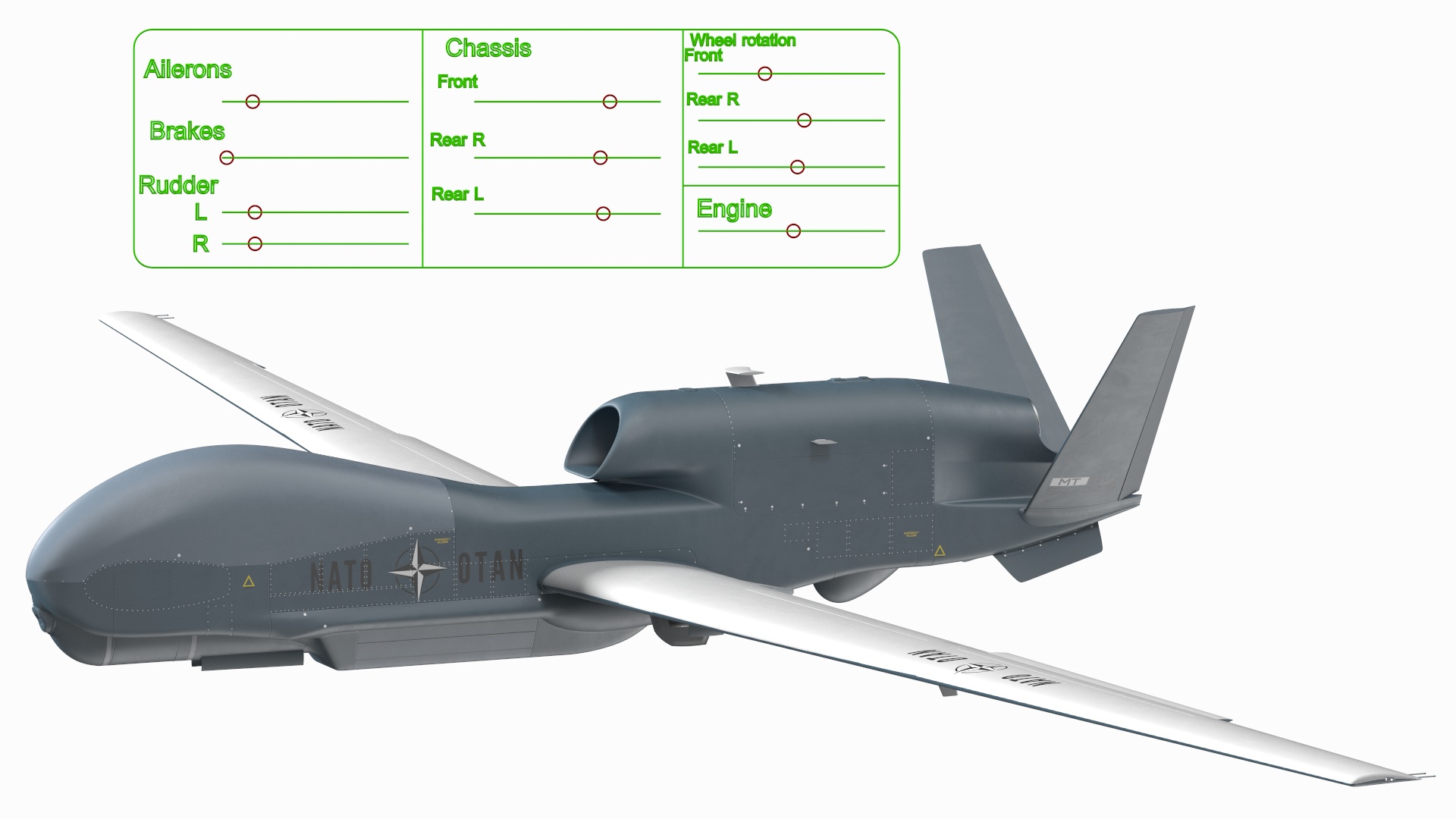RQ-4D Phoenix Global Hawk Drone Rigged for Cinema 4D 3D