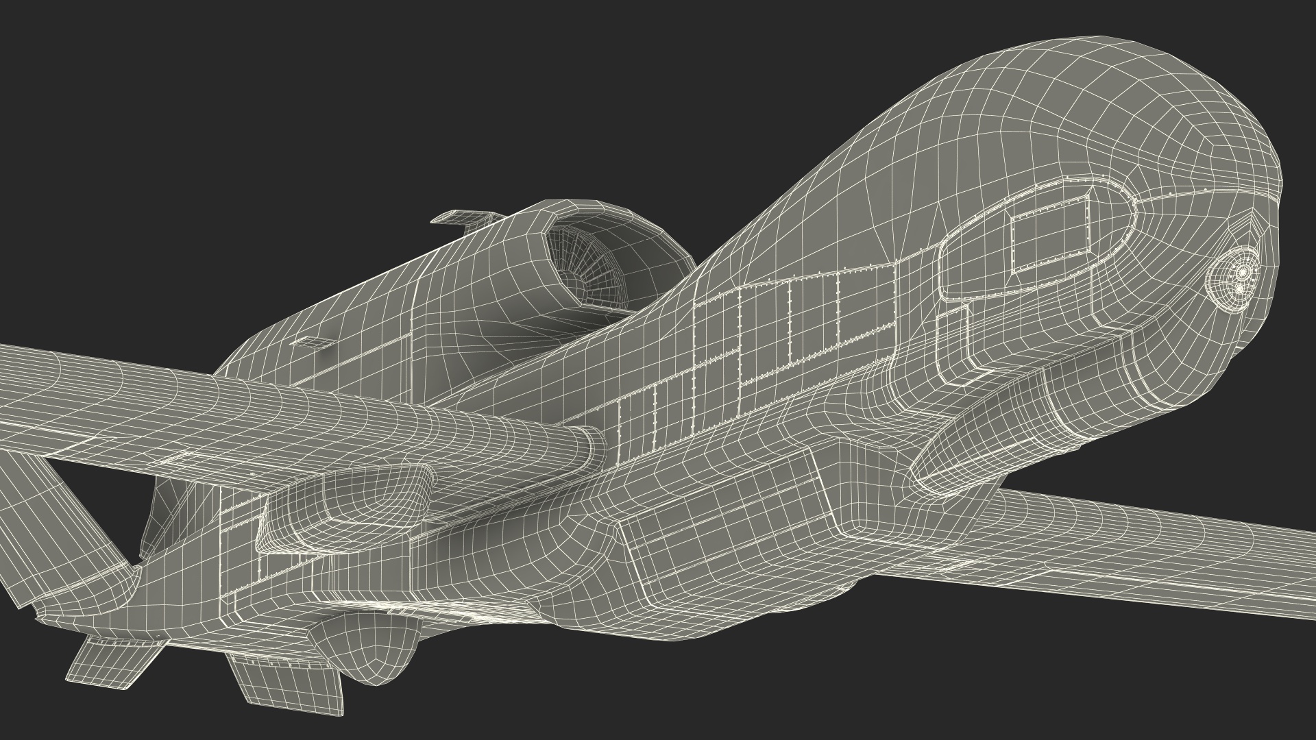 RQ-4D Phoenix Global Hawk Drone Rigged for Cinema 4D 3D