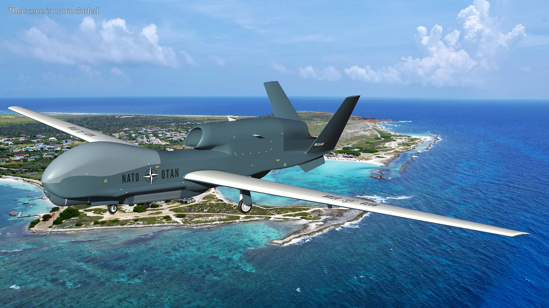 RQ-4D Phoenix Global Hawk Drone Rigged for Cinema 4D 3D