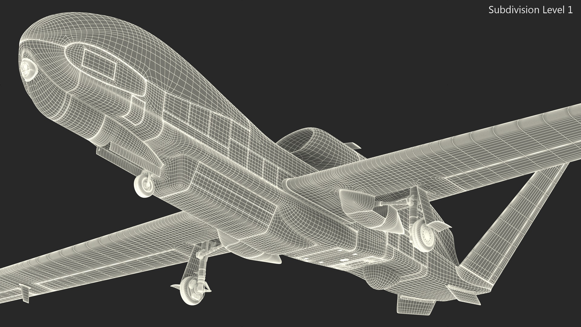 RQ-4D Phoenix Global Hawk Drone Rigged for Cinema 4D 3D