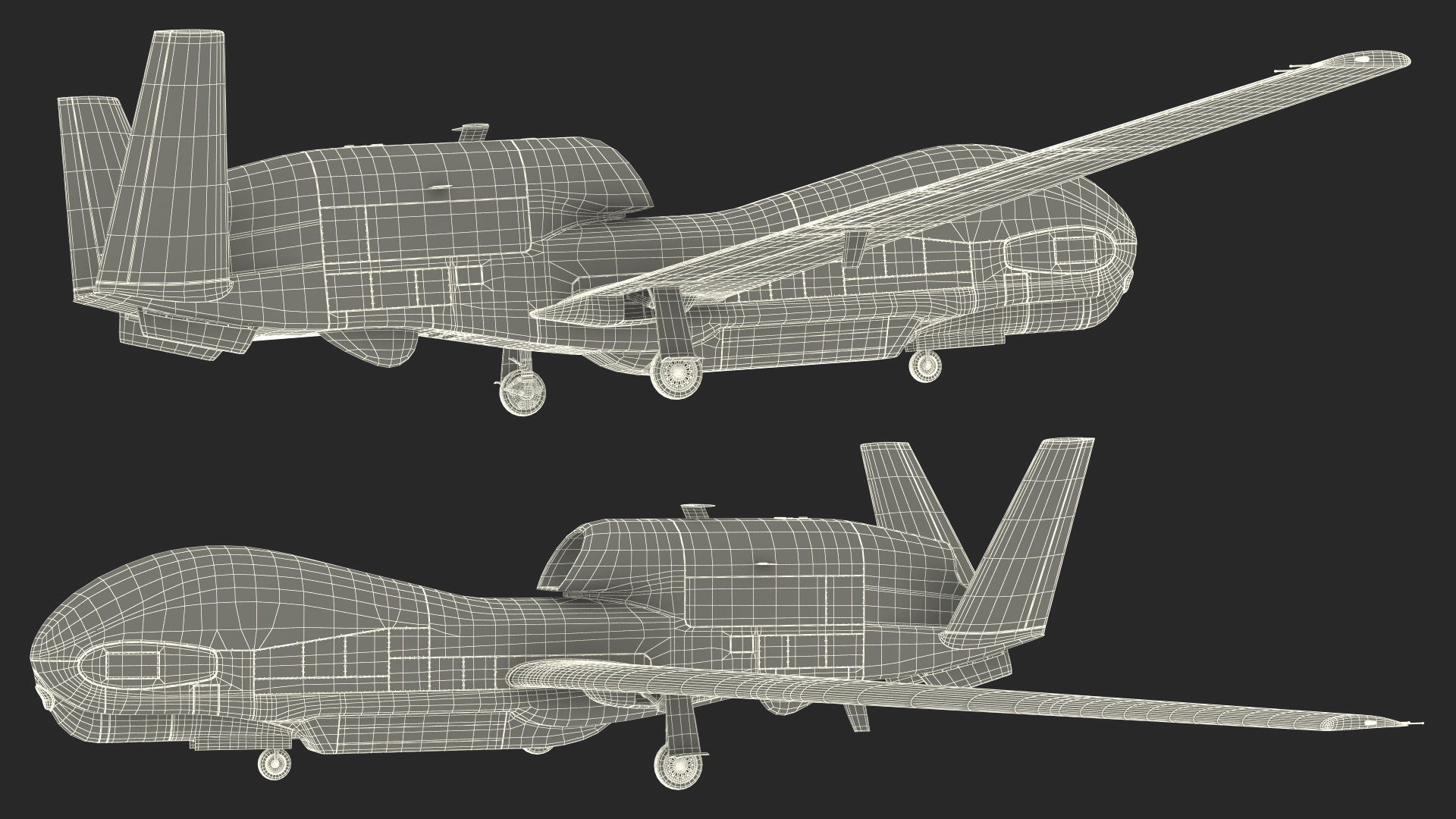 RQ-4D Phoenix Global Hawk Drone Rigged for Cinema 4D 3D