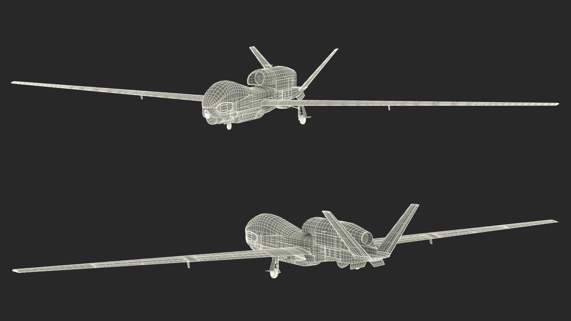 RQ-4D Phoenix Global Hawk Drone Rigged for Cinema 4D 3D