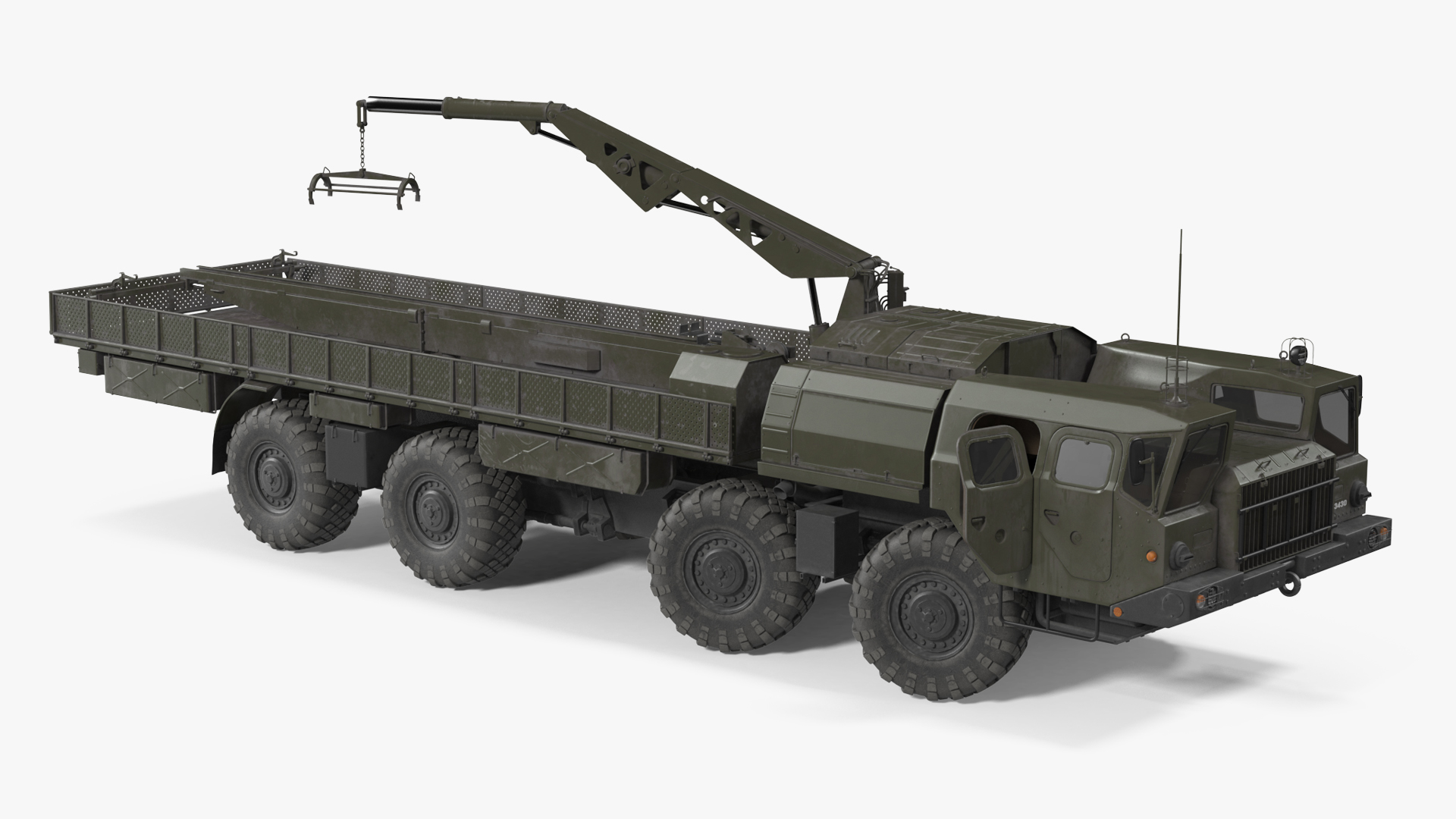 MAZ 7310 Transport Vehicle with Crane Rigged 3D model