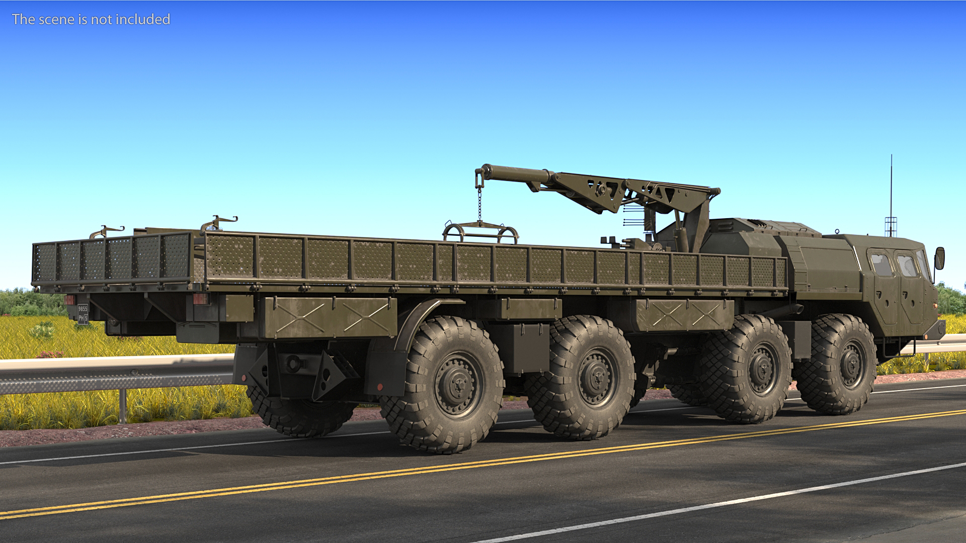MAZ 7310 Transport Vehicle with Crane Rigged 3D model