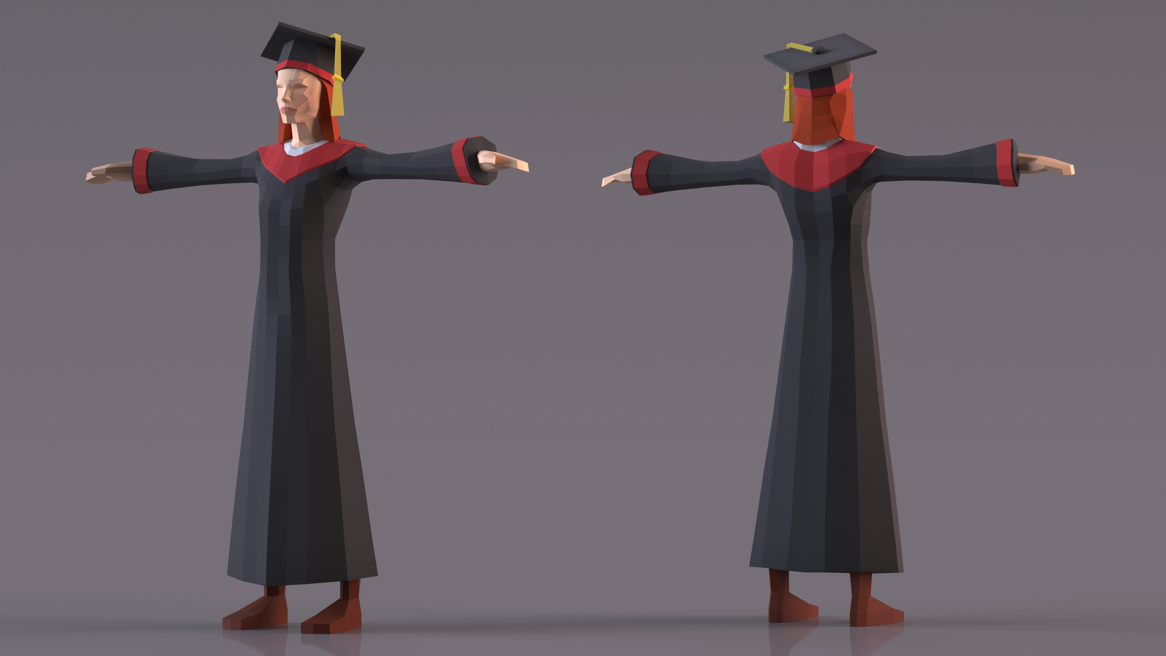 Student Low Poly Rigged for Maya 3D