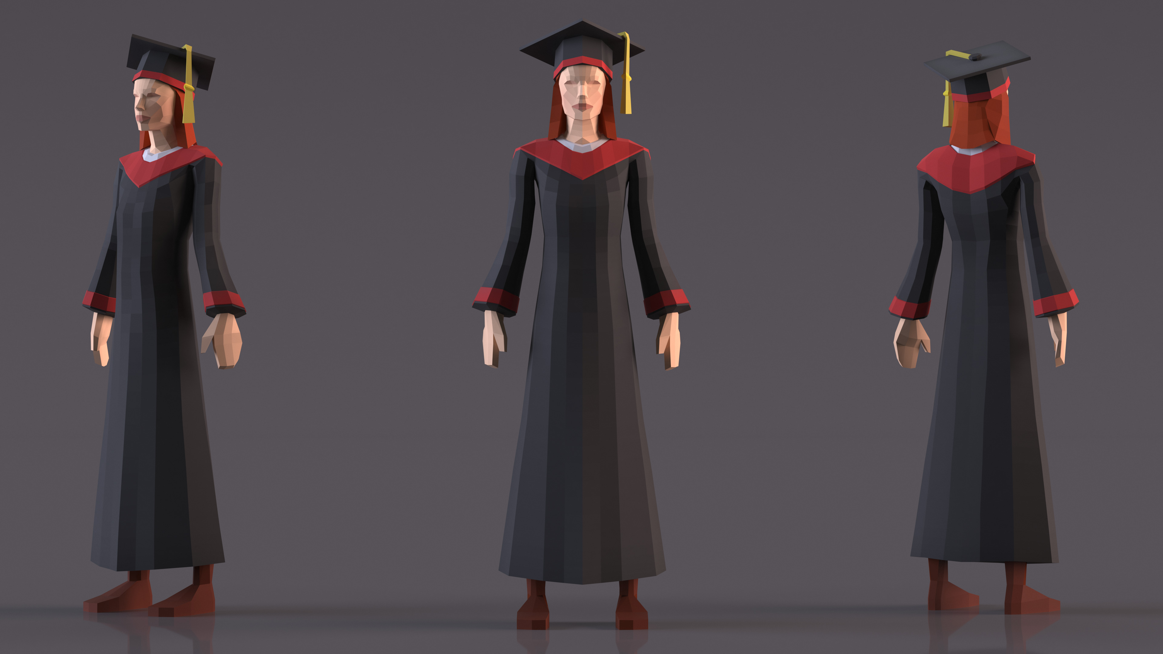 Student Low Poly Rigged for Maya 3D