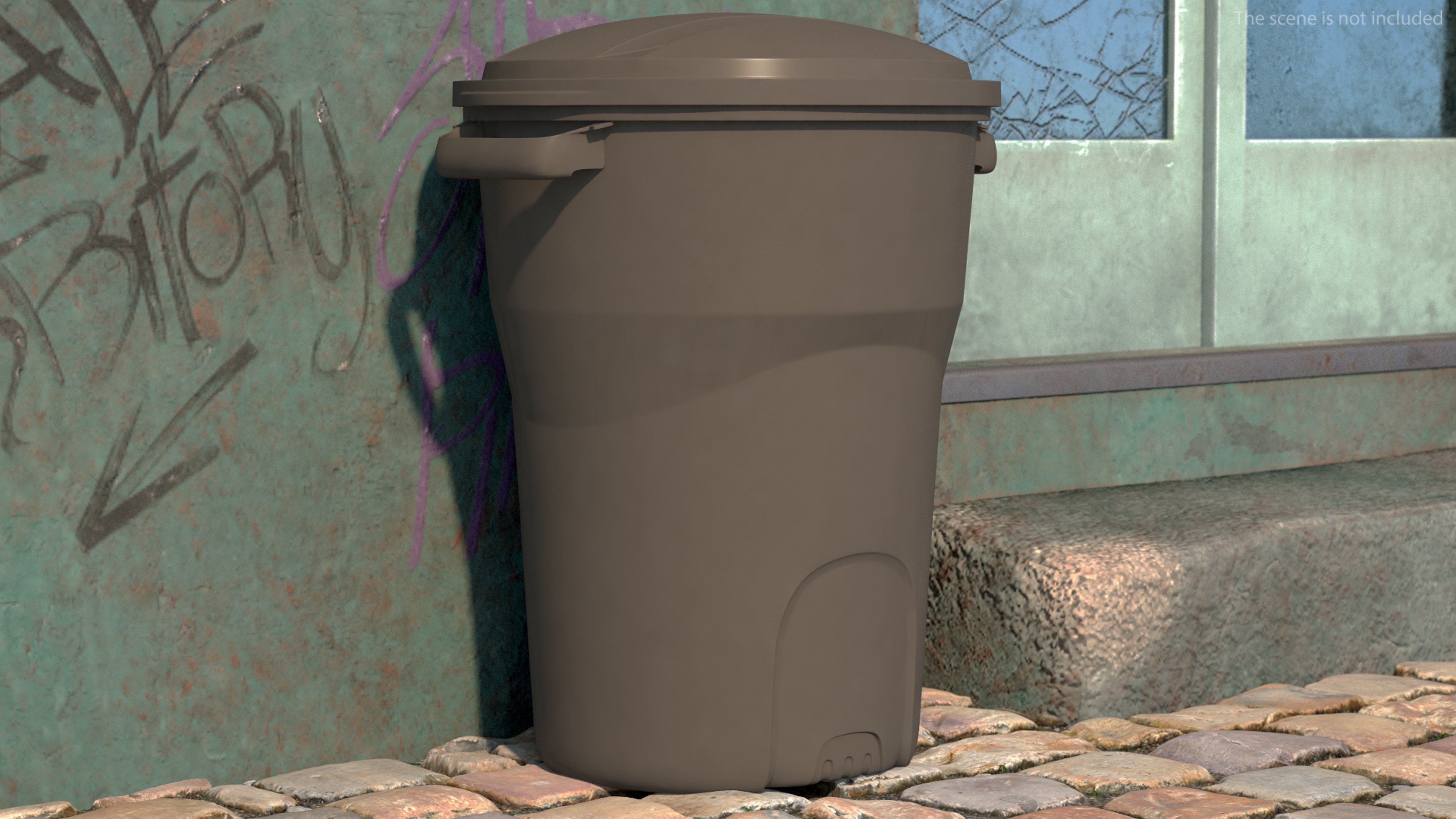 3D Round Grey Rubbermaid Trash Can
