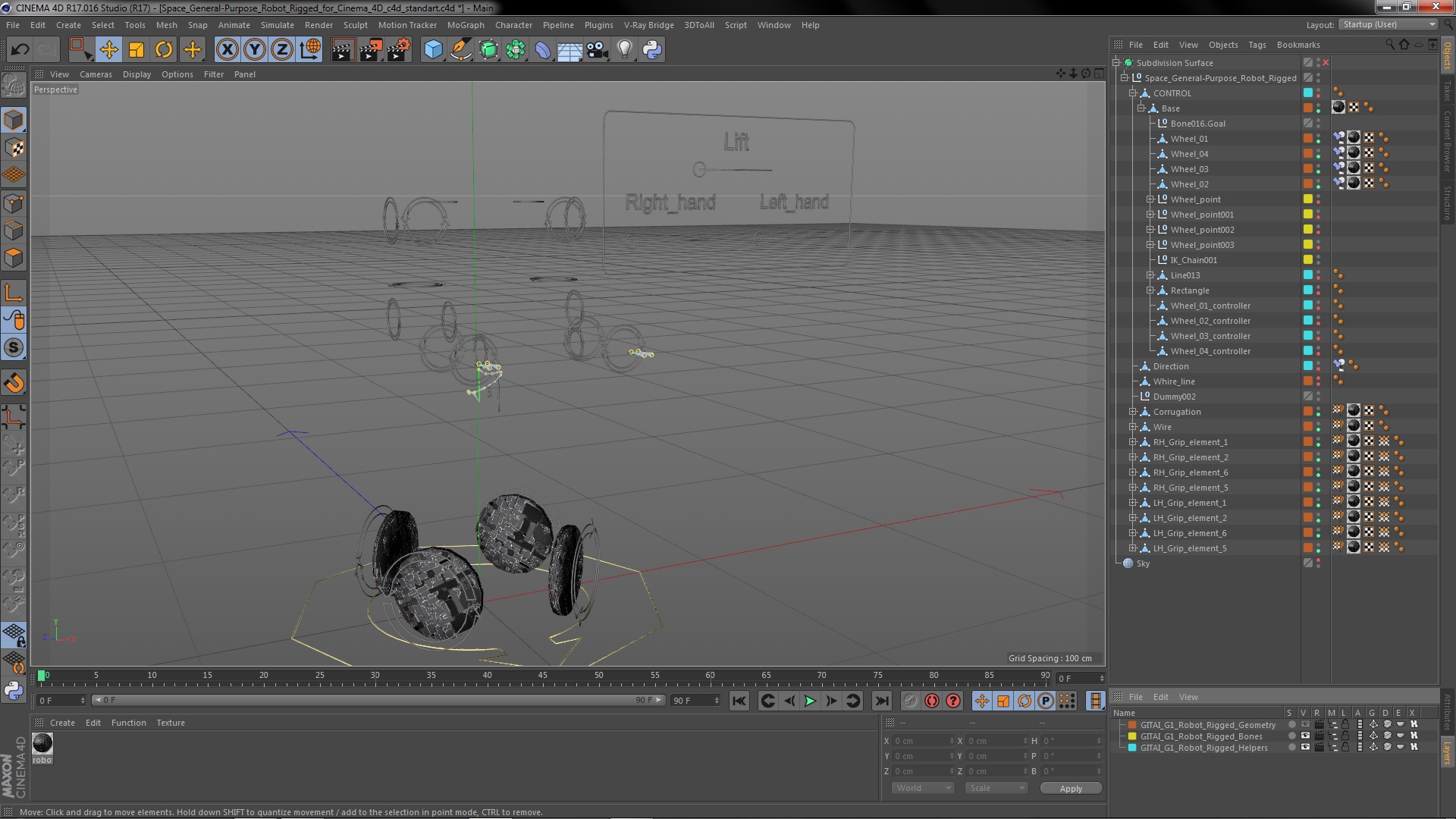 3D Space General-Purpose Robot Rigged for Cinema 4D model