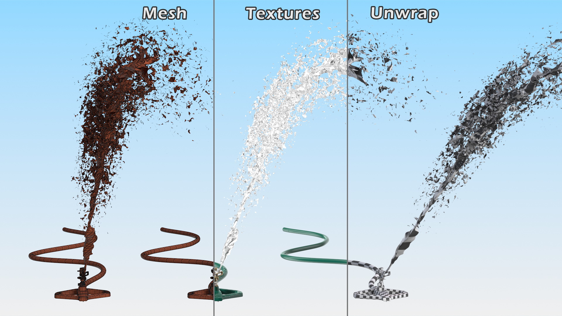 3D Impact Lawn Sprinkler with Water Spray model