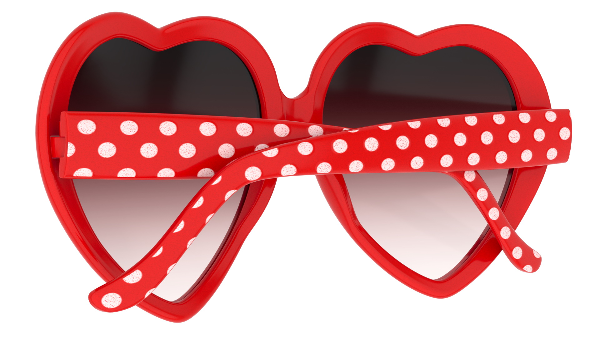 Heart Shaped Sunglasses Red Polka Dot 3D